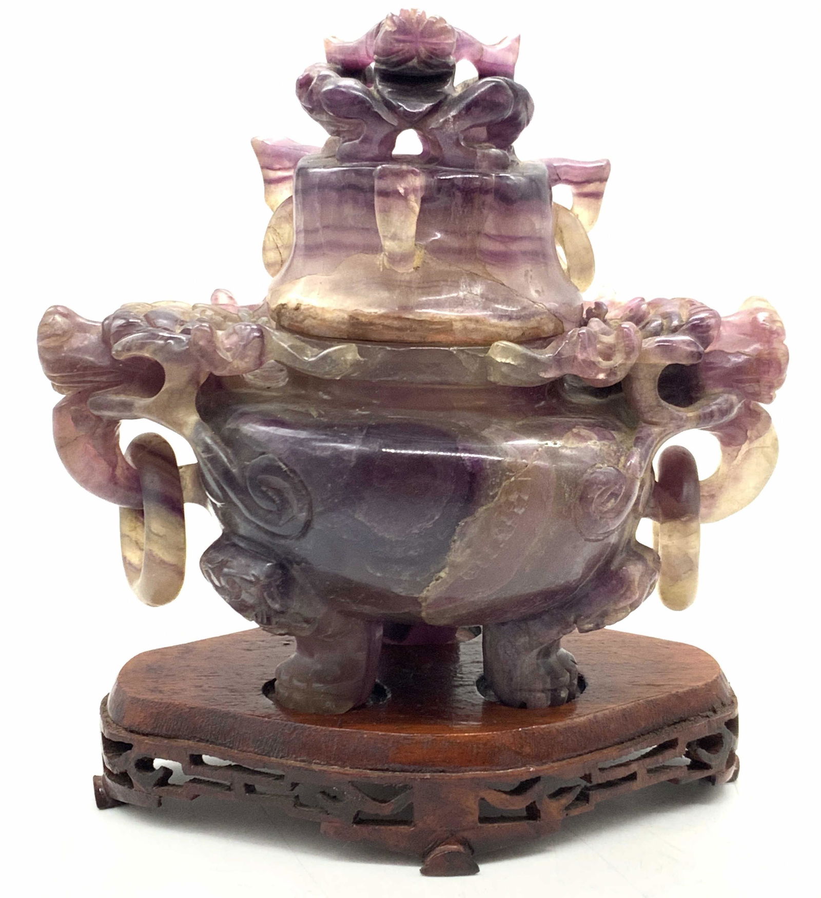 Vintage Carved Amethyst Asian Dragon Vessel (1 of 13)