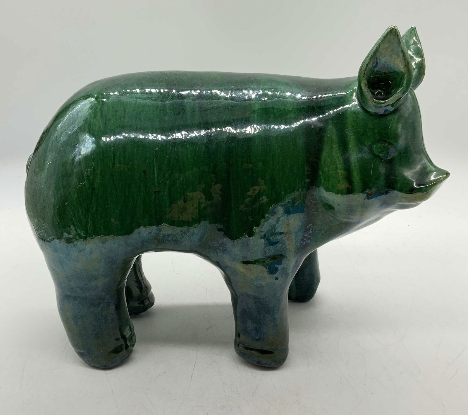 EL PLATO Green Ceramic Pig Figurine (1 of 6)