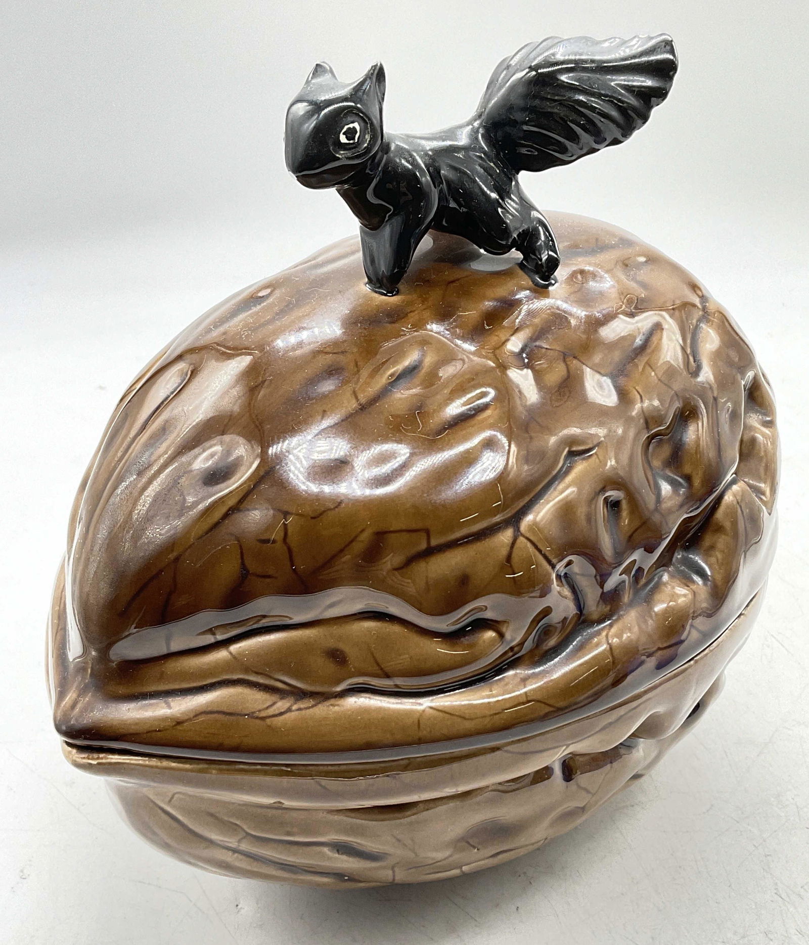 VNTG Squirrel On Walnut Lidded Vessel (1 of 9)