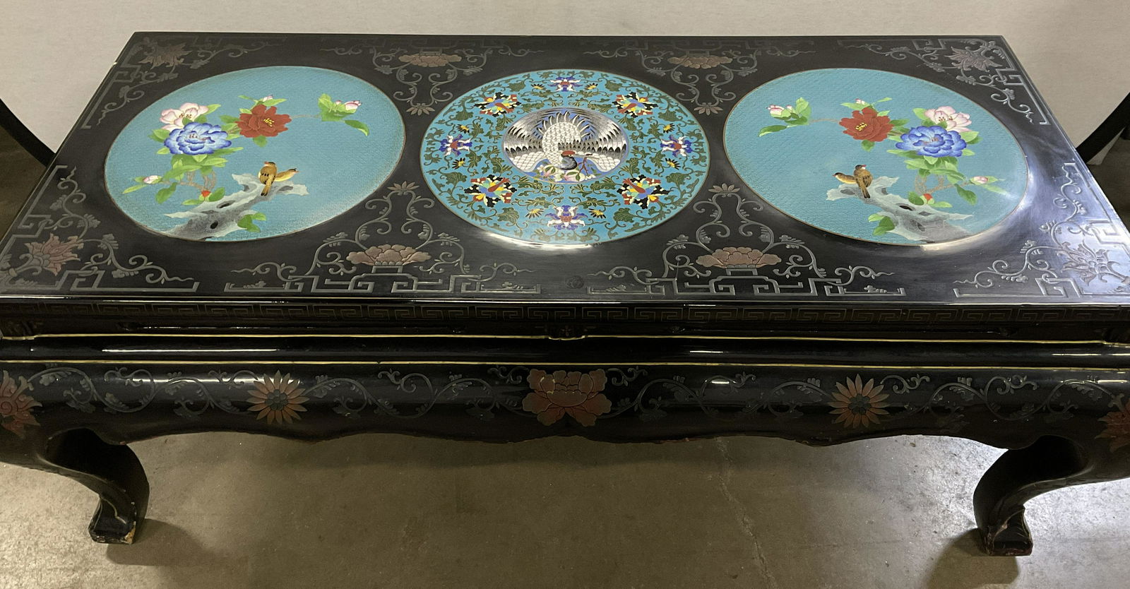 Asian Lacquered Cloisonne Detailed Coffee Table (1 of 15)
