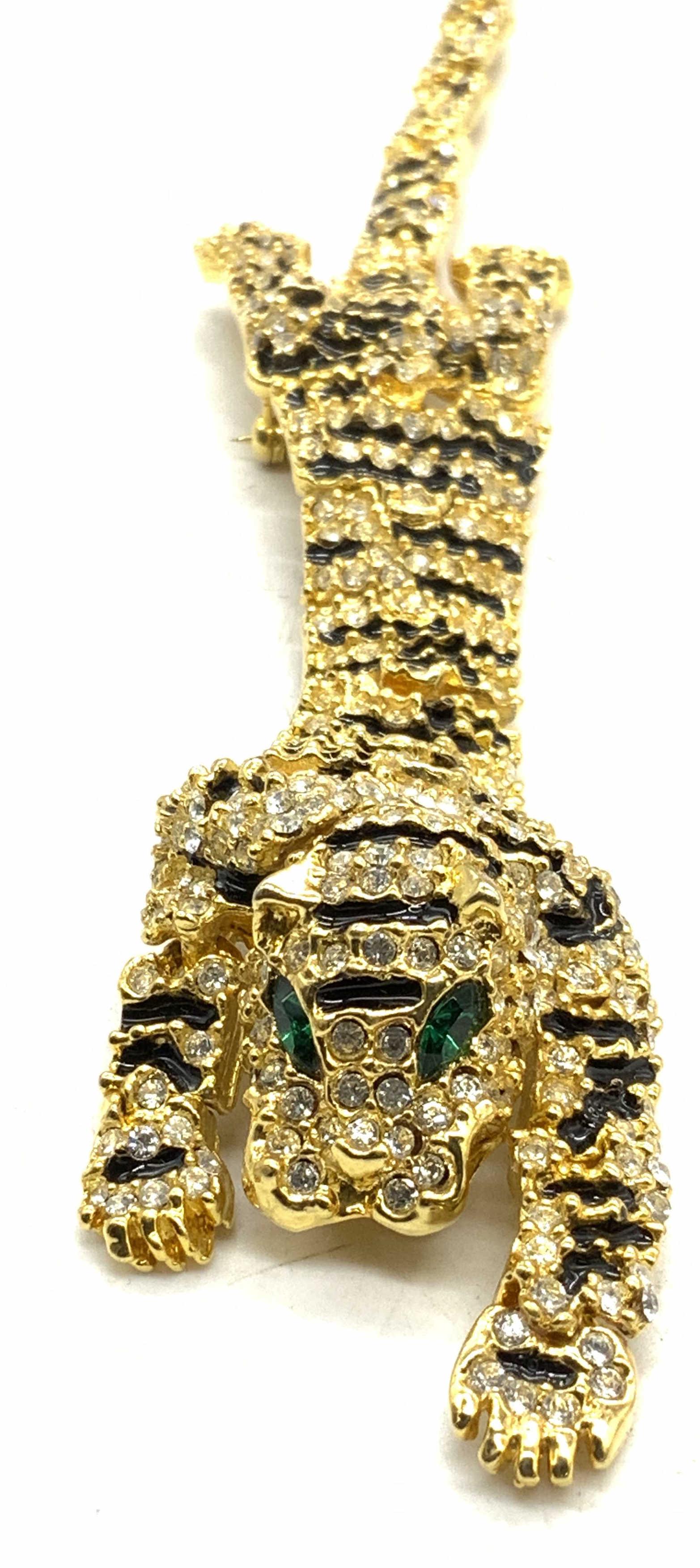 Bejeweled Kinetic Tiger Shoulder Pin (1 of 10)