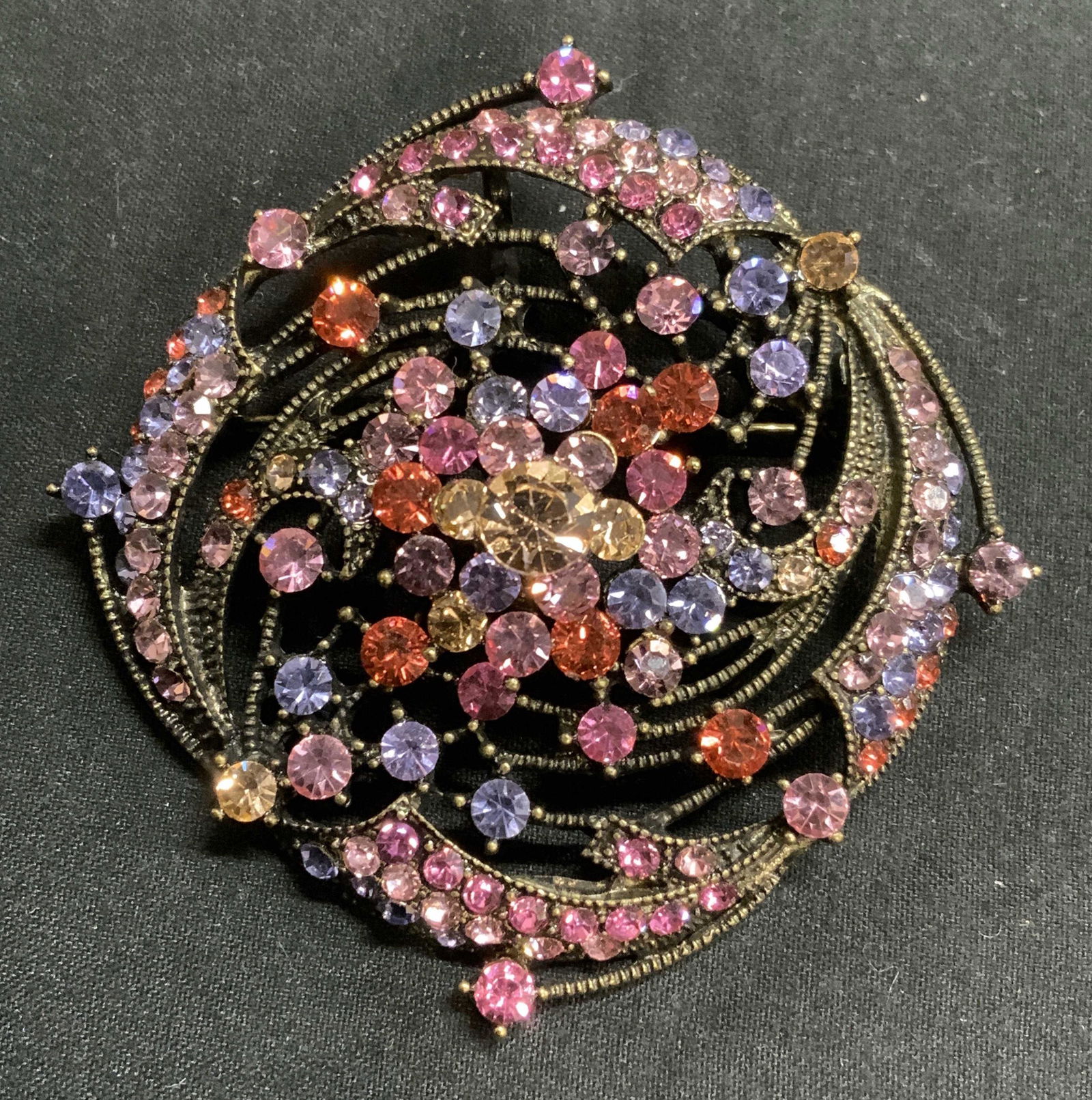 Pink Multi Bejeweled Crystal Statement Brooch (1 of 6)