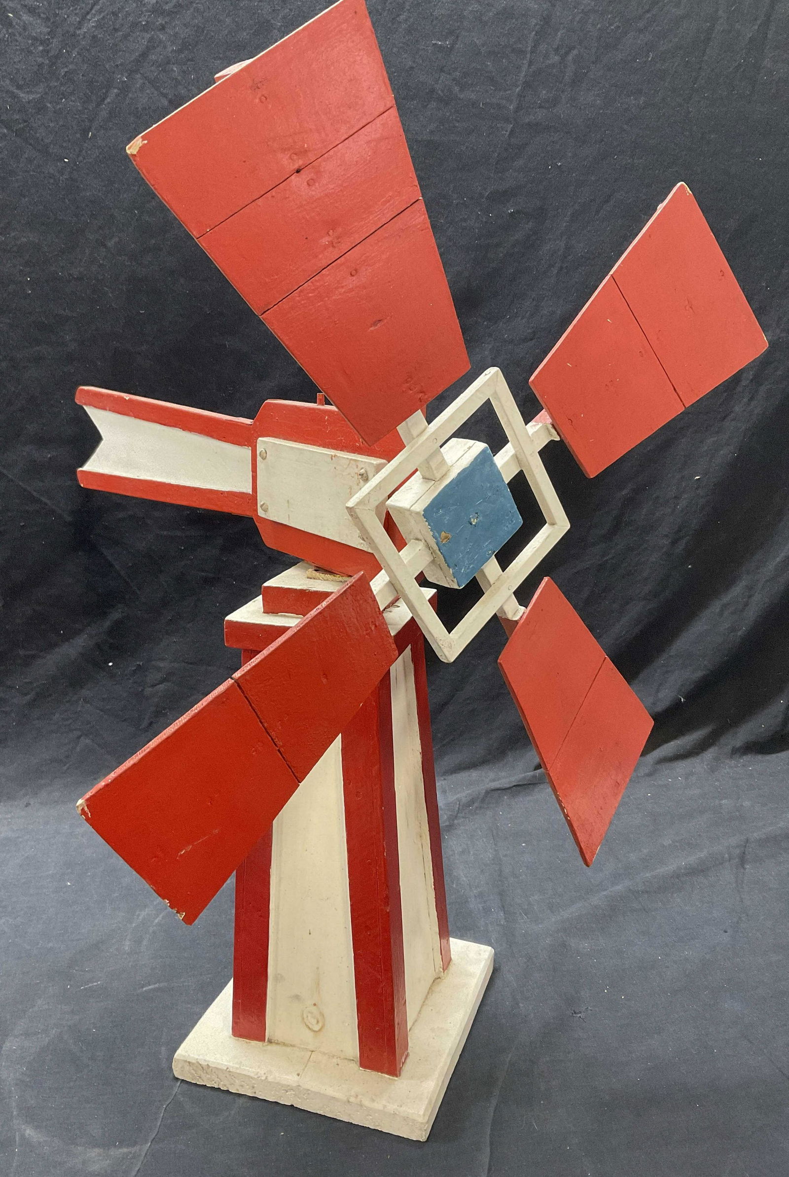 Red & White Wooden Windmill Whirligig Folk Art (1 of 9)