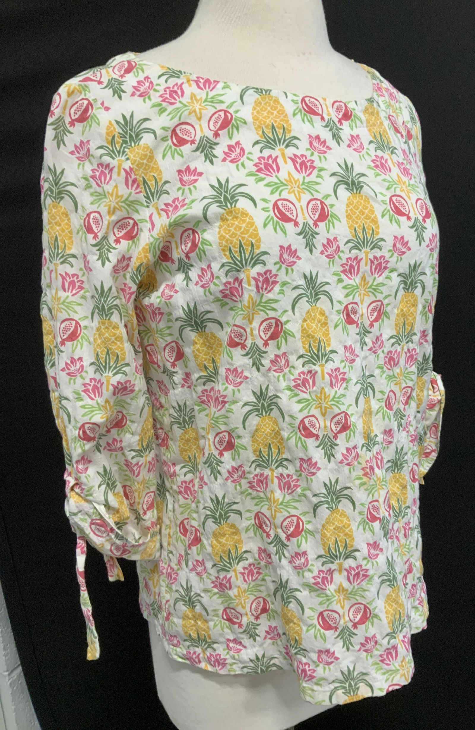 J McLaughlin Tropical Pineapple Cotton Shirt (1 of 7)