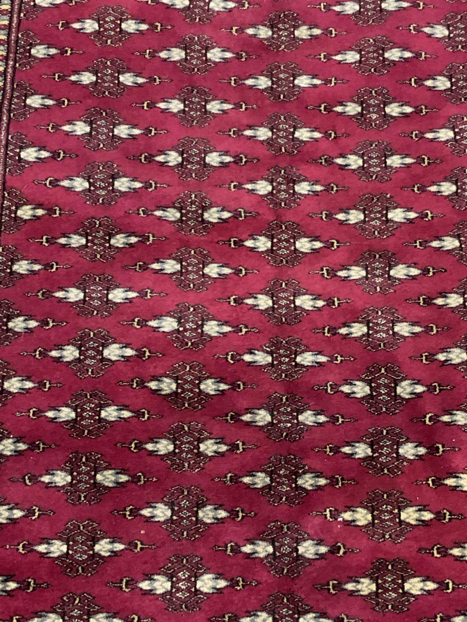 Persian Bokhara Pattern Fringe Trim Rug (1 of 9)