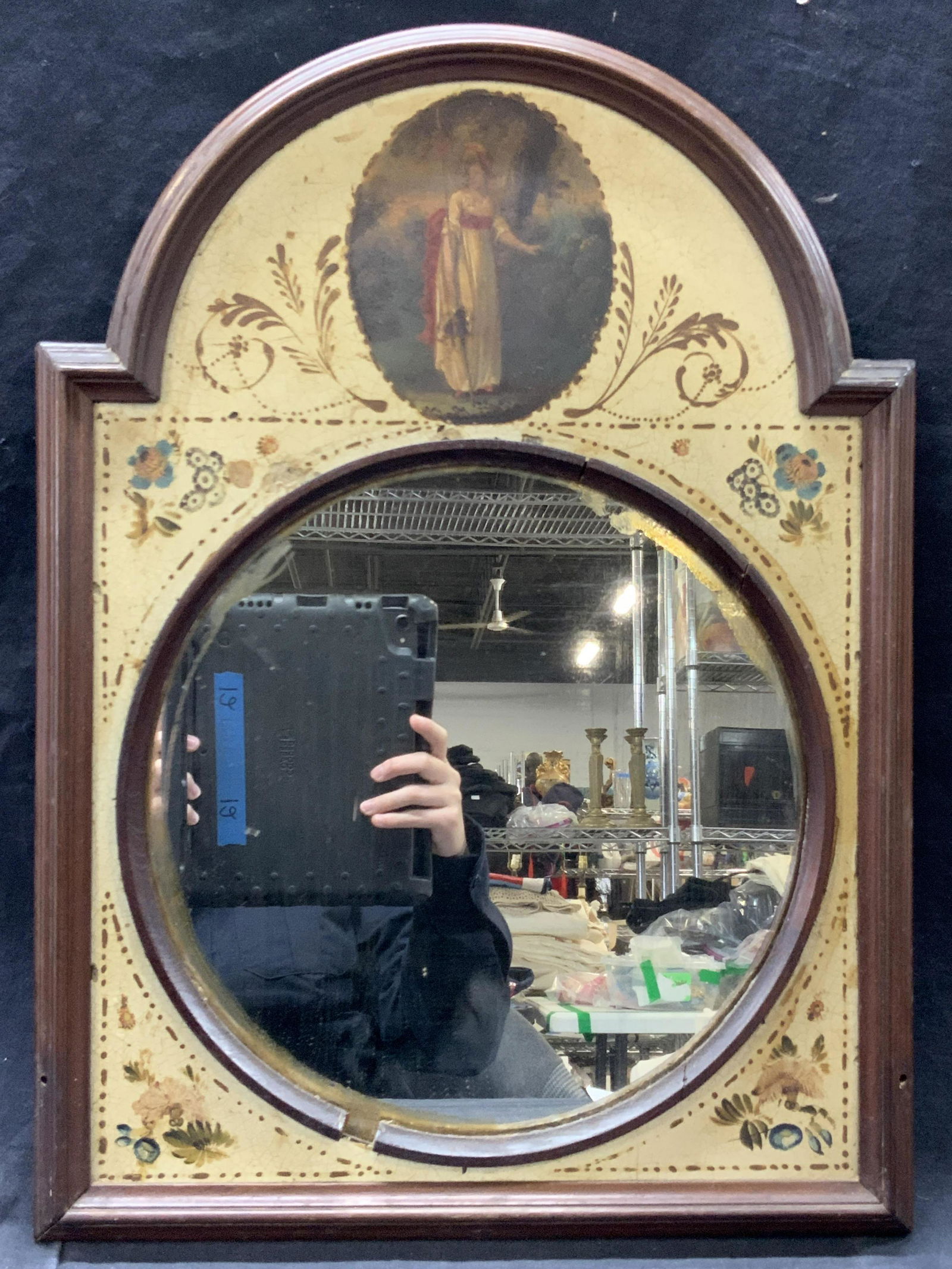 Antique Hand Painted Portrait Mirror (1 of 9)