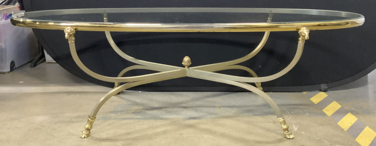 Vintage Brass Ram Head & Cloven Foot Coffee Table (1 of 12)