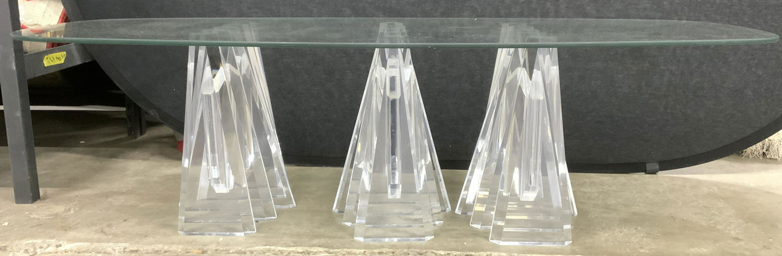 Glass Top Coffee Table W Sculpted Lucite Base (1 of 8)