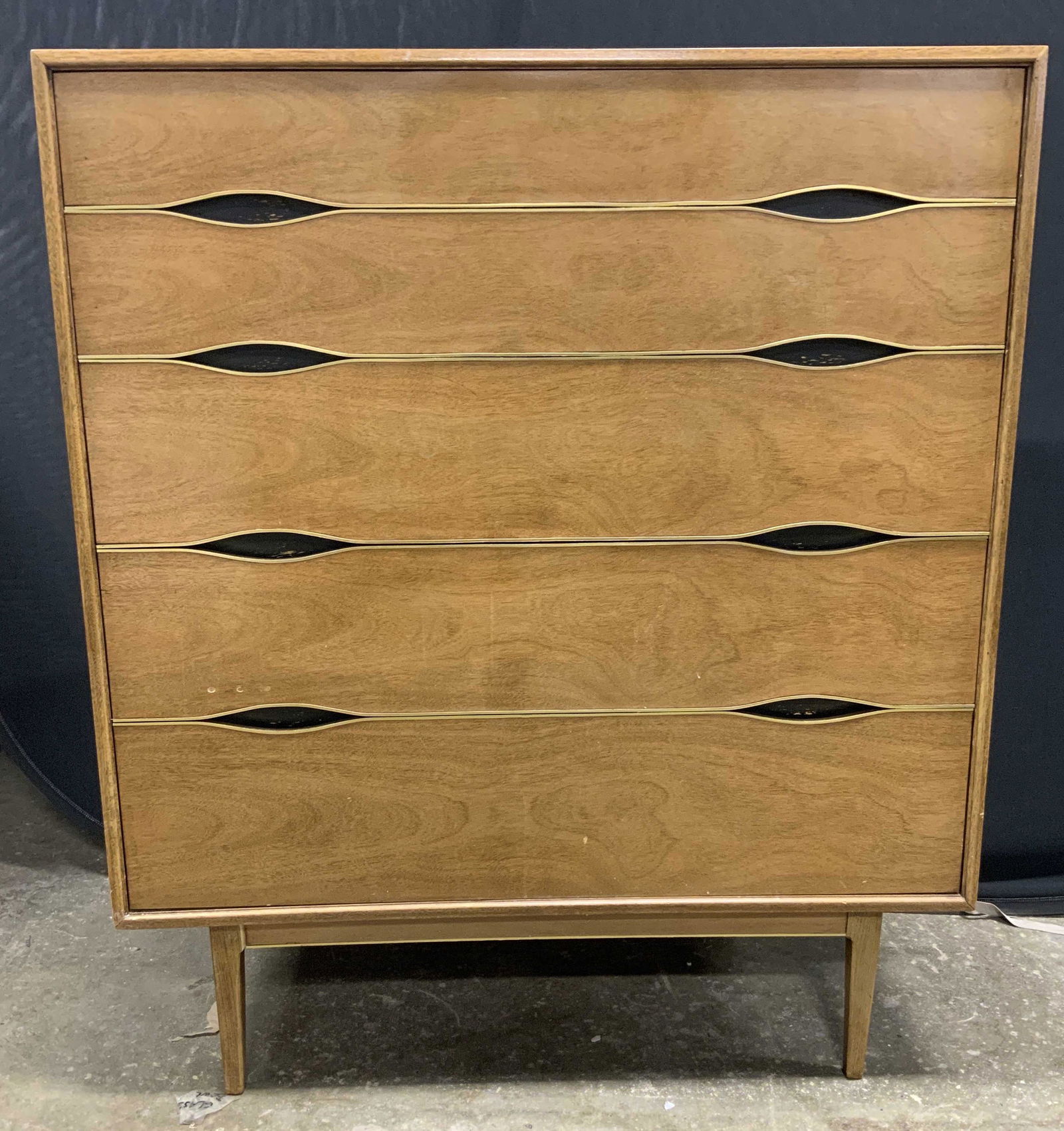 VIGNOLA FURNITURE Walnut Brass Five-Drawer Chest (1 of 10)
