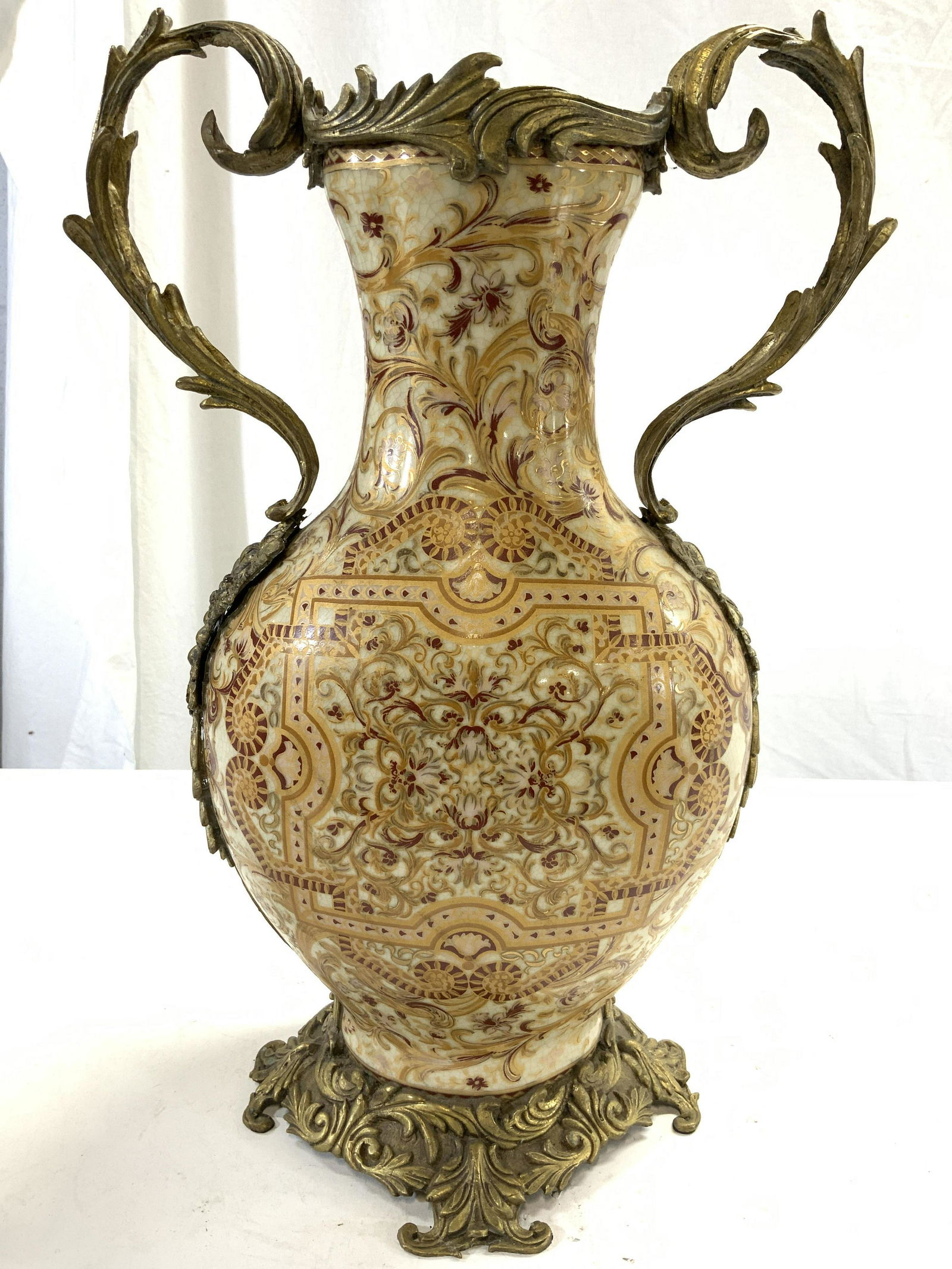 Trademarked Porcelain Vase W Brass Hardware (1 of 10)
