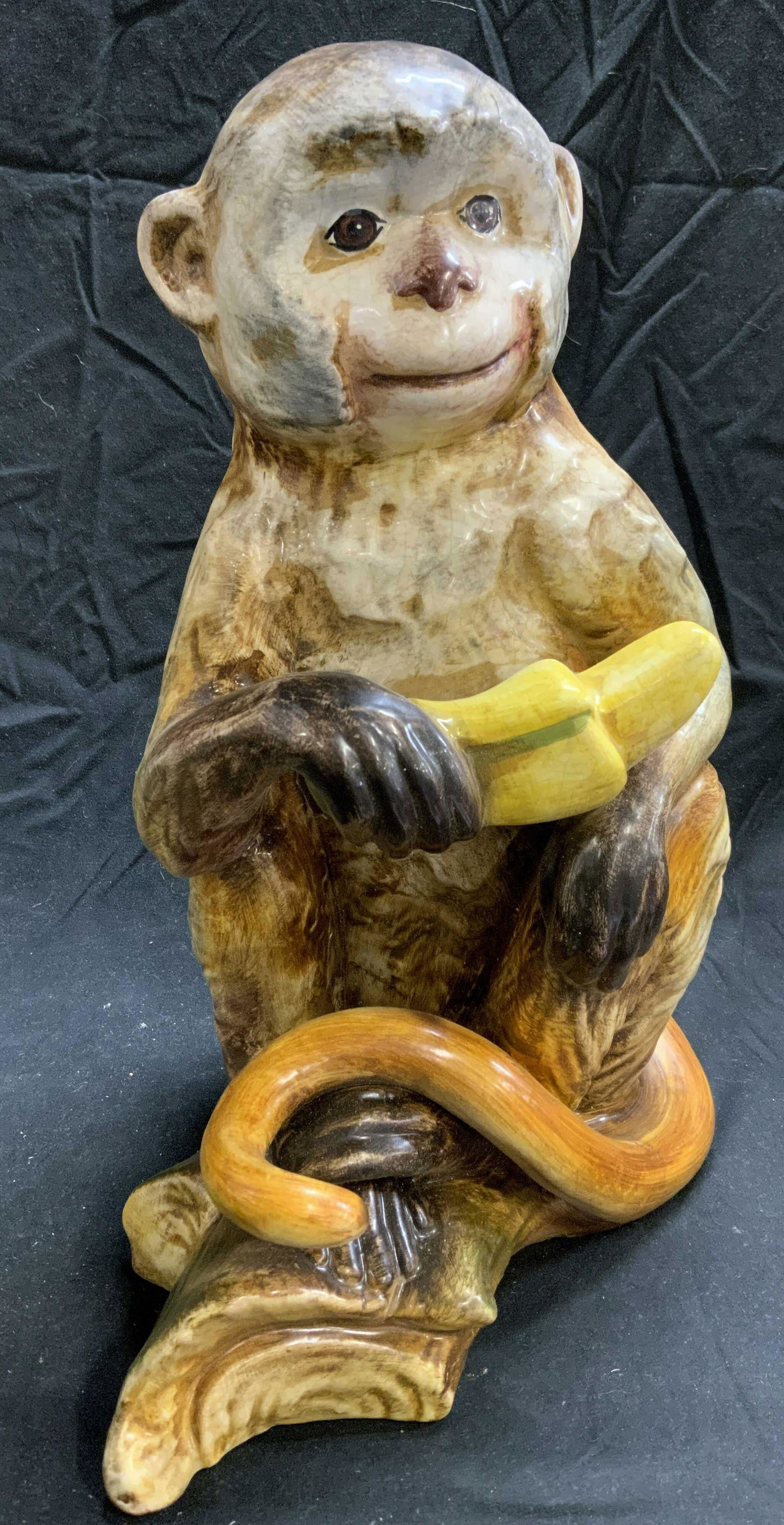 Hand Painted Monkey with Banana Ceramic Figural (1 of 8)