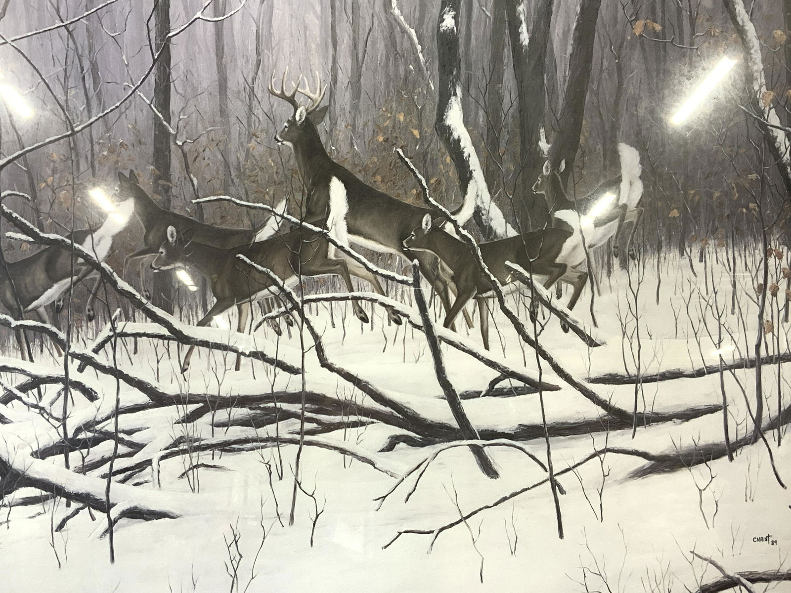 DAN CHRIST Signed Leaping Deer Lithograph (1 of 10)