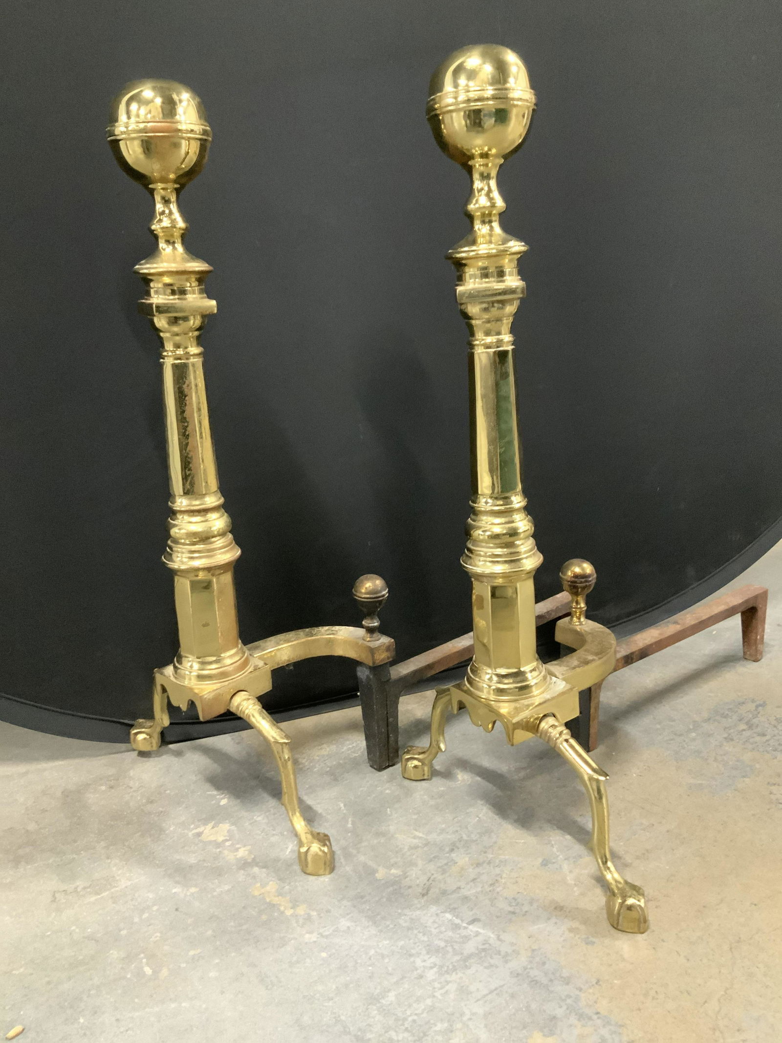 Oversized  Solid Brass & Iron AndIrons, 2 (1 of 10)