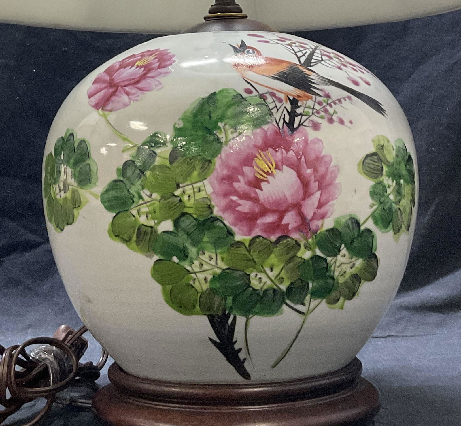 Hand Painted Asian Lamp, Vintage (1 of 9)