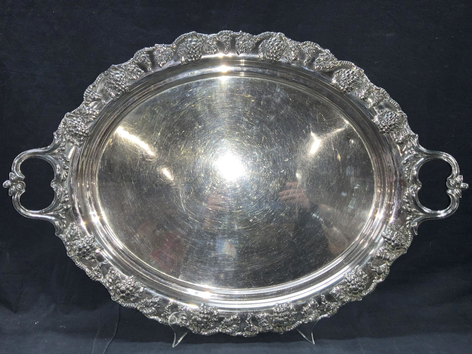 XL Silver Plate Gallery Serving Tray, Sheffield (1 of 7)