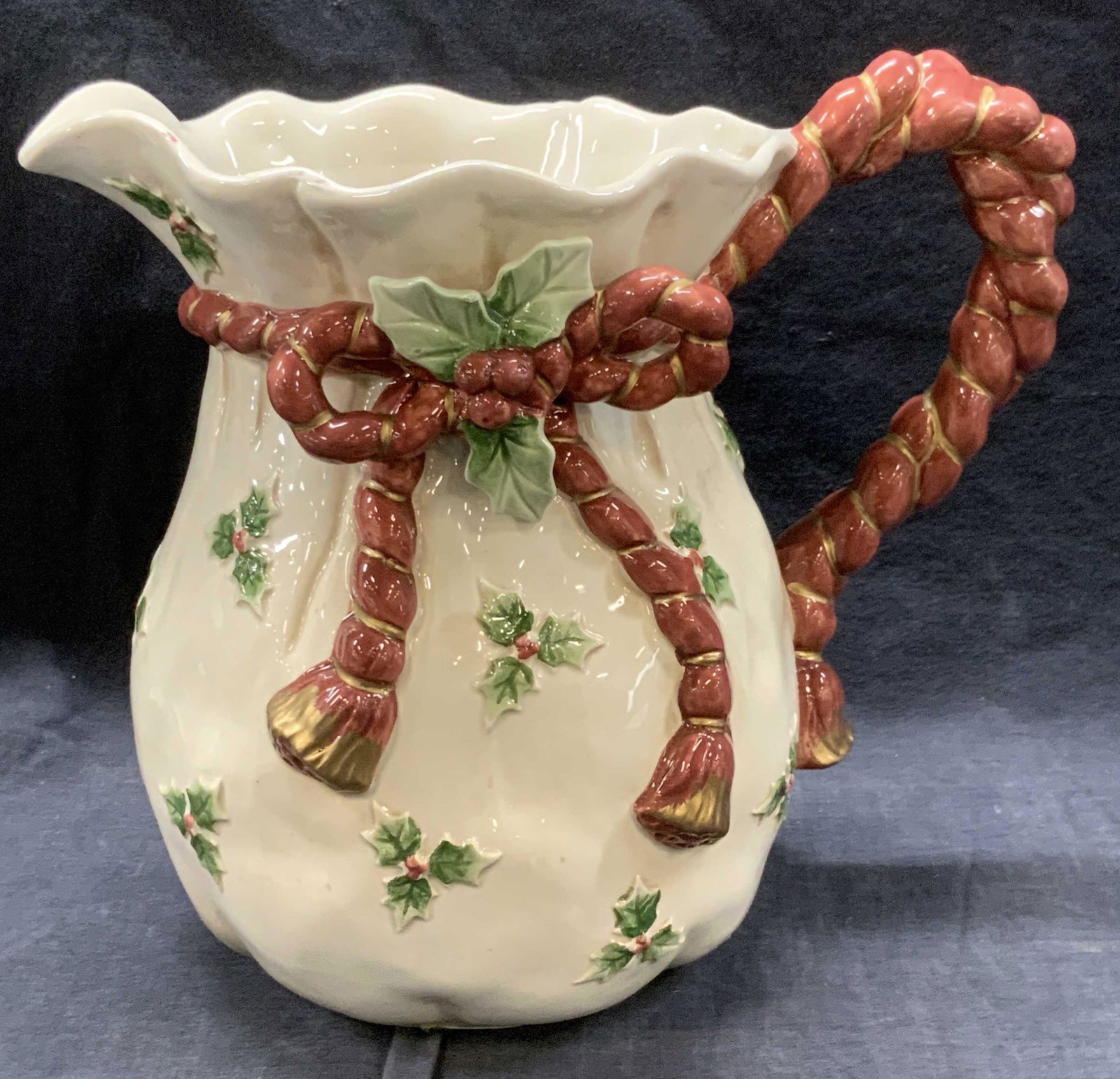 Fitz & Floyd Porcelain Holiday Pitcher in Box (1 of 8)