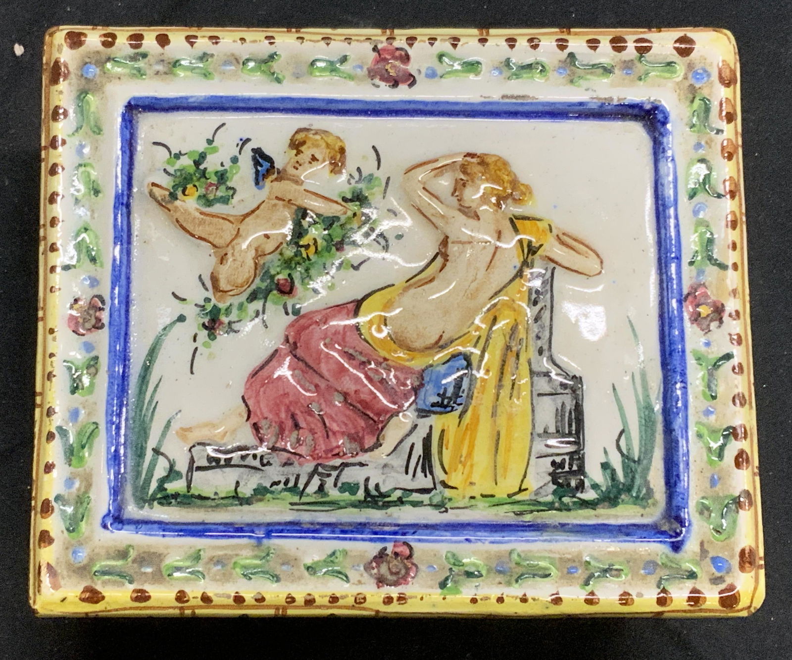 Hand Painted Ceramic Lidded Trinket Box, Italy (1 of 7)