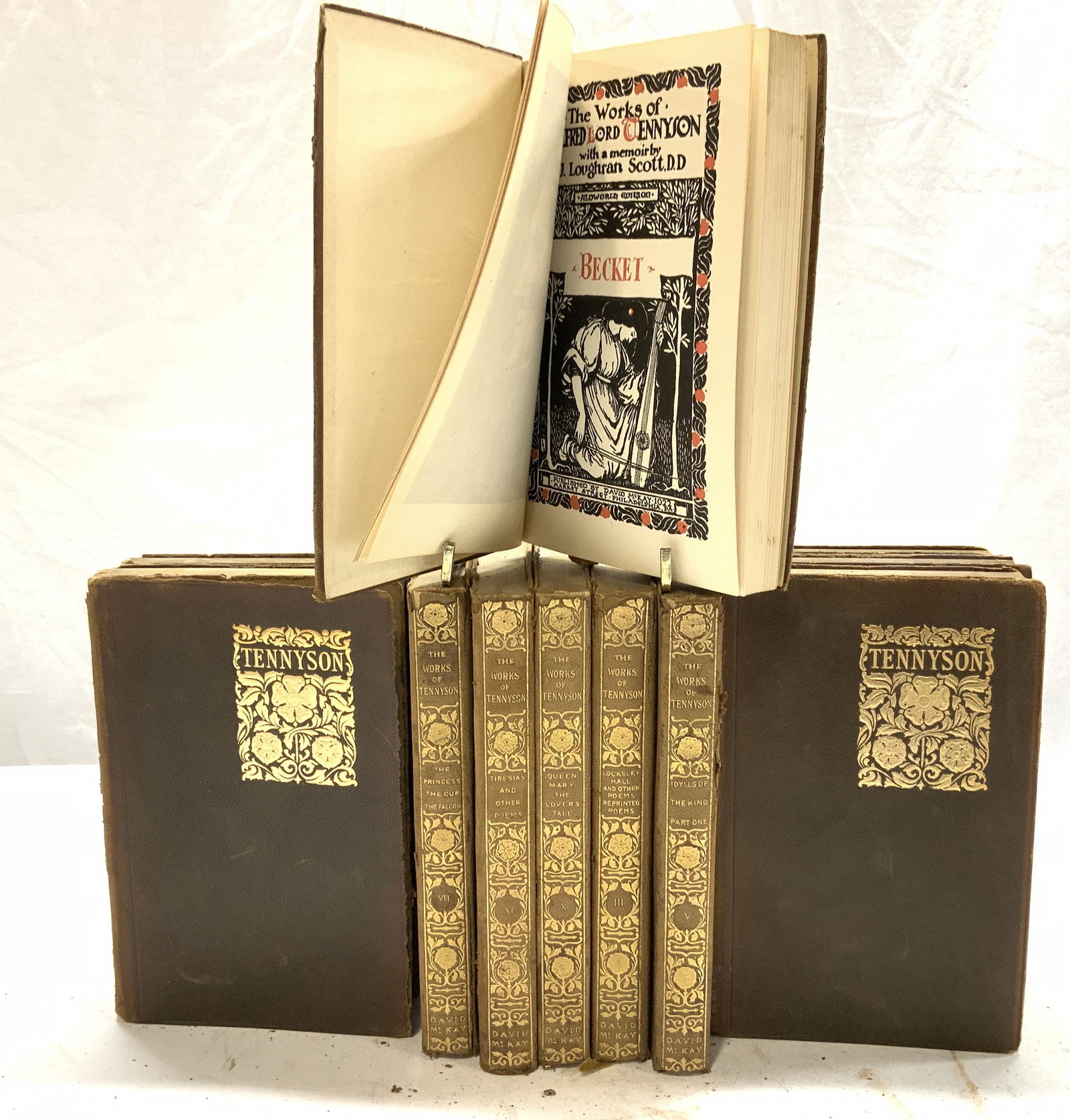 LORD TENNYSON 11 Antique Leather Books, 1901 (1 of 11)