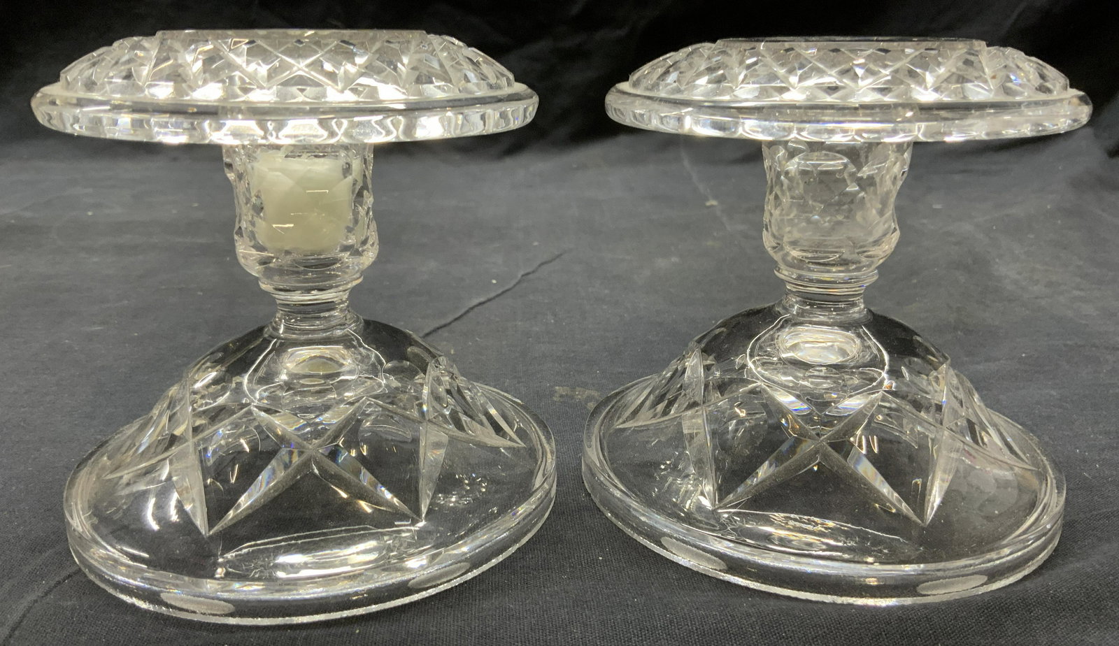 Pair Cut Crystal Candlesticks Tabletop Decor (1 of 7)