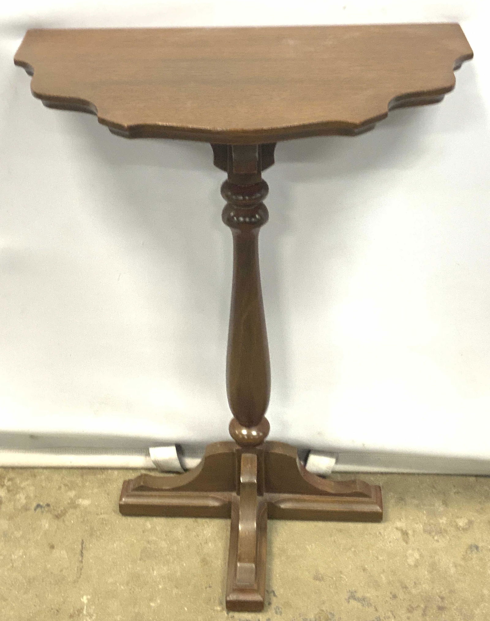 Carved Wood Pedestal Demilune Side Table (1 of 12)