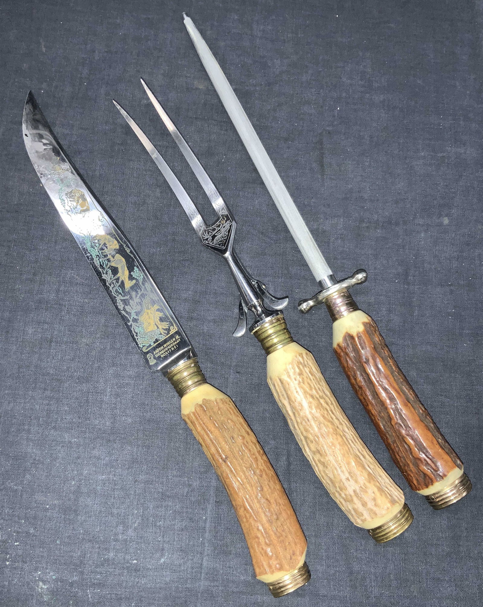 ANTON WINGEN JR.Etched Carving Knife Set, Germany (1 of 10)