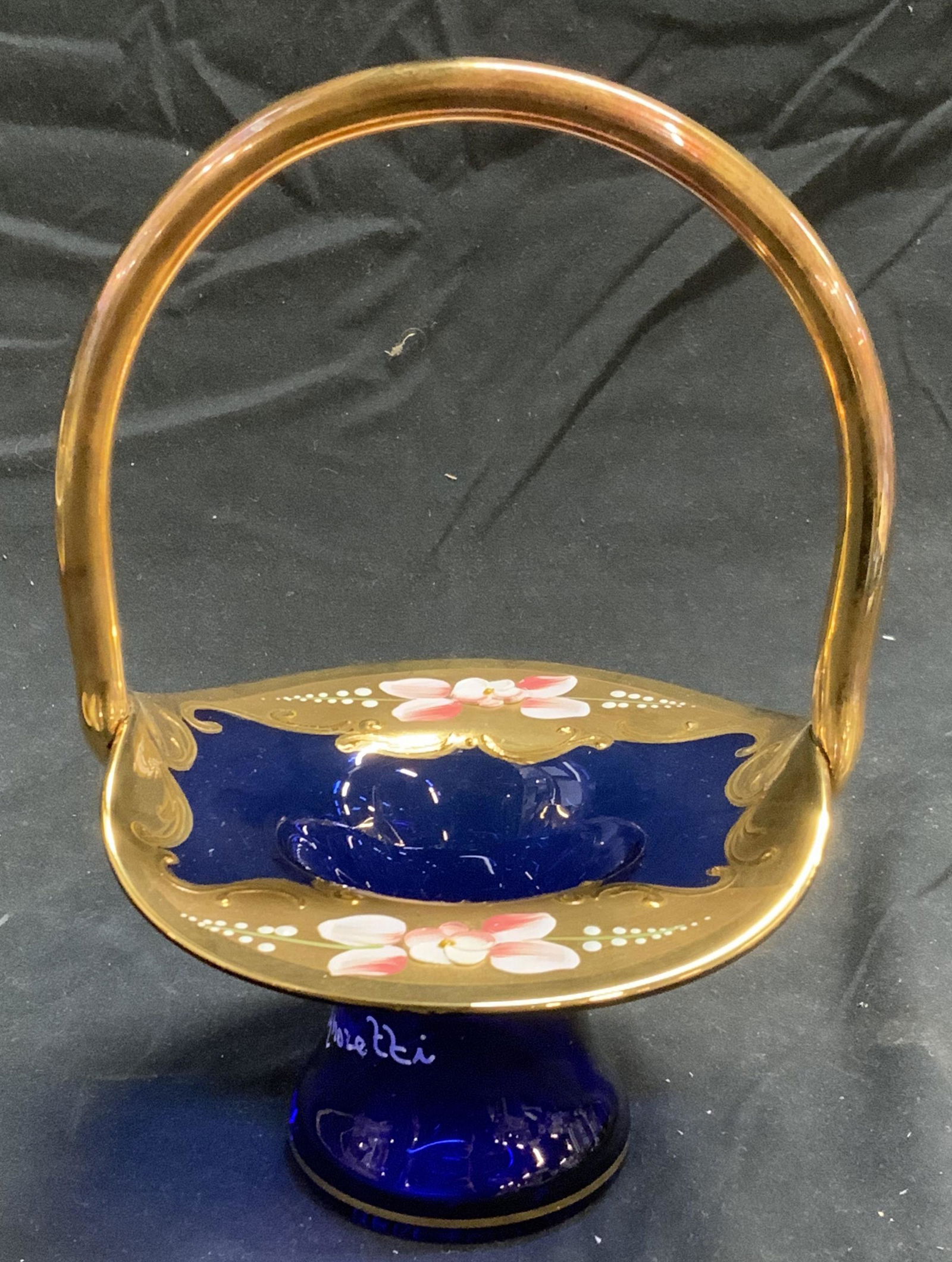 Signed SIGNORETTI Gilt Art Glass Basket (1 of 7)