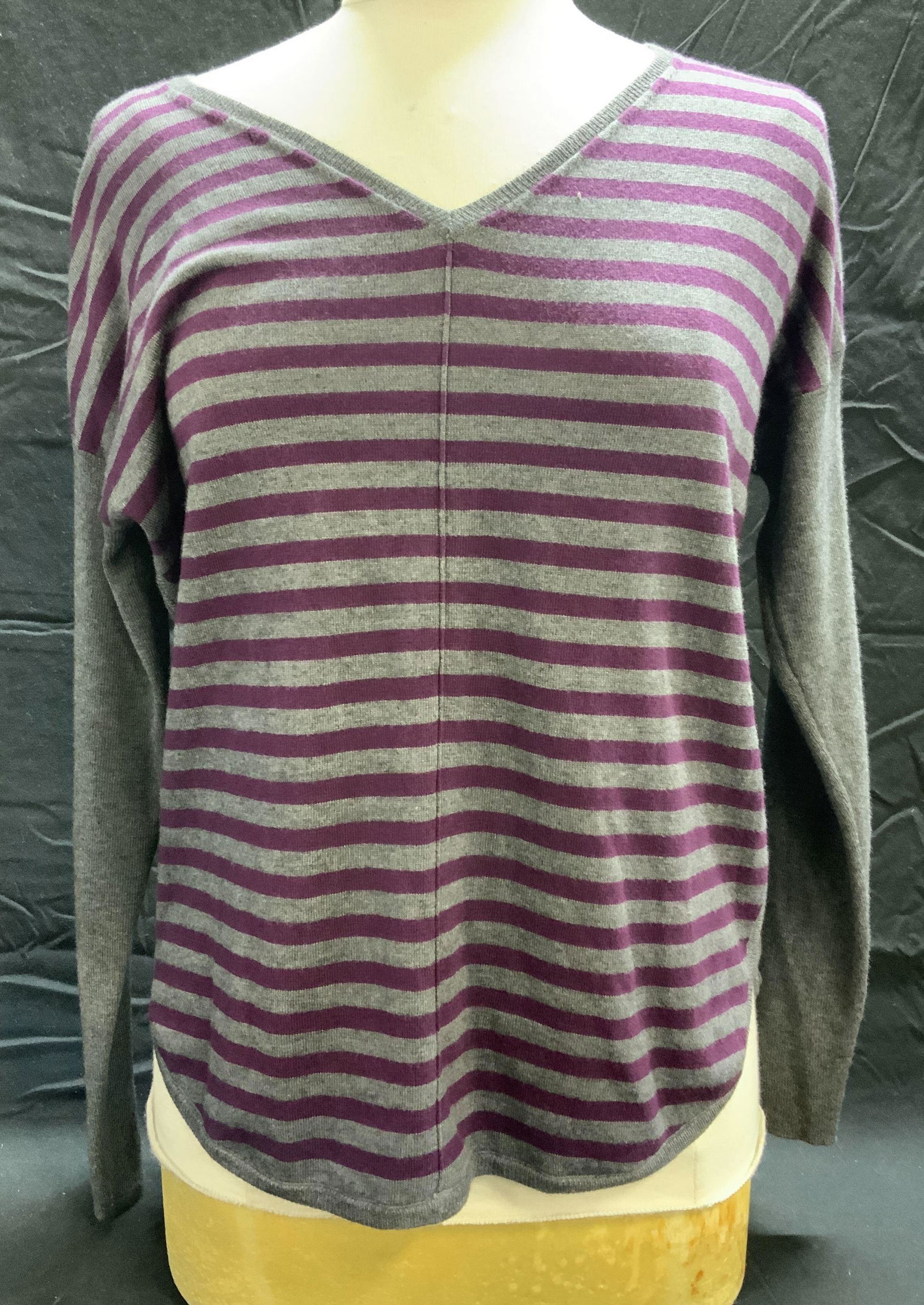 TART Grey/Purple Striped V Neck Sweater NWT (1 of 6)
