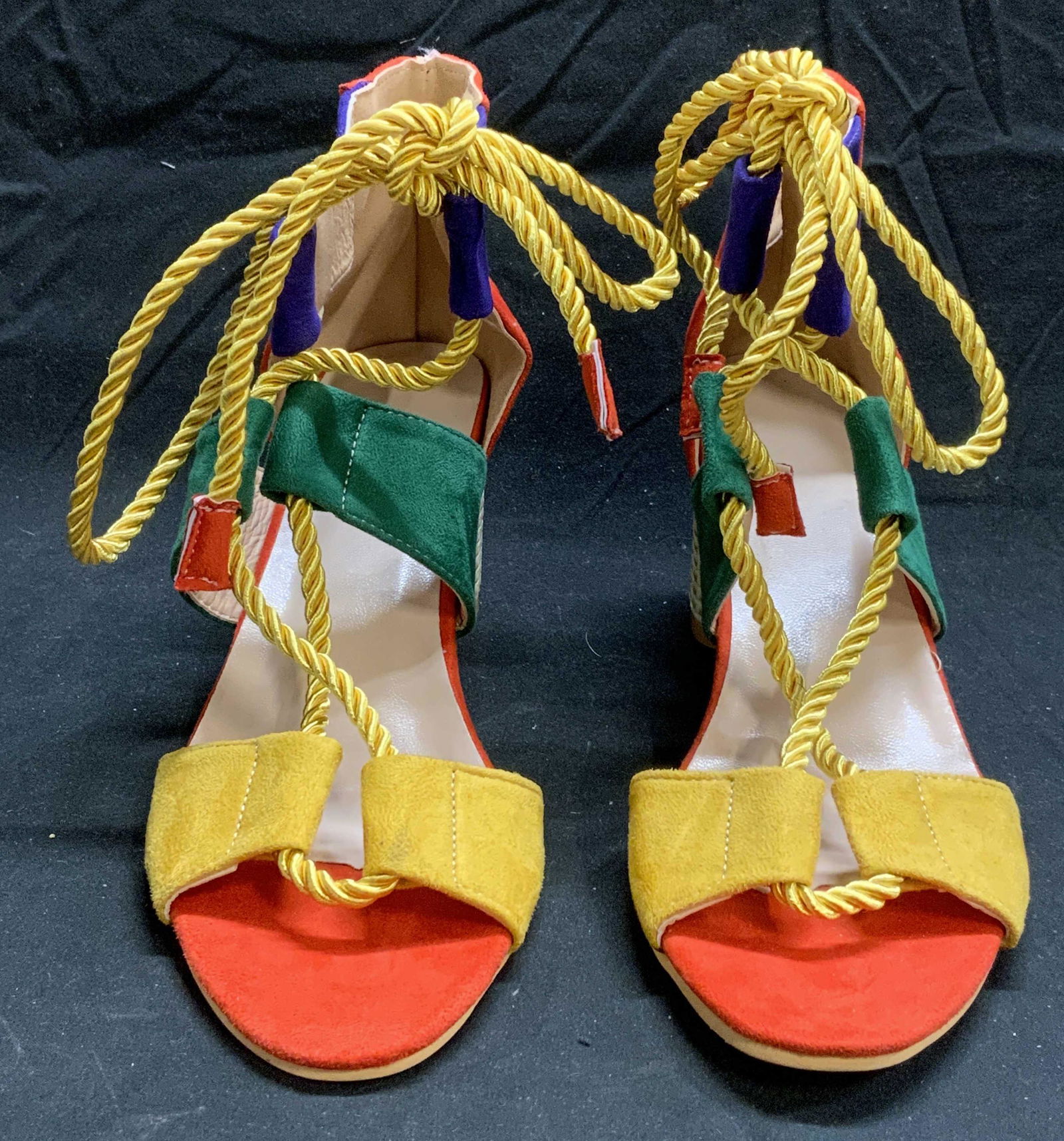 Unlabeled Designer Color Block Heeled Sandals (1 of 6)