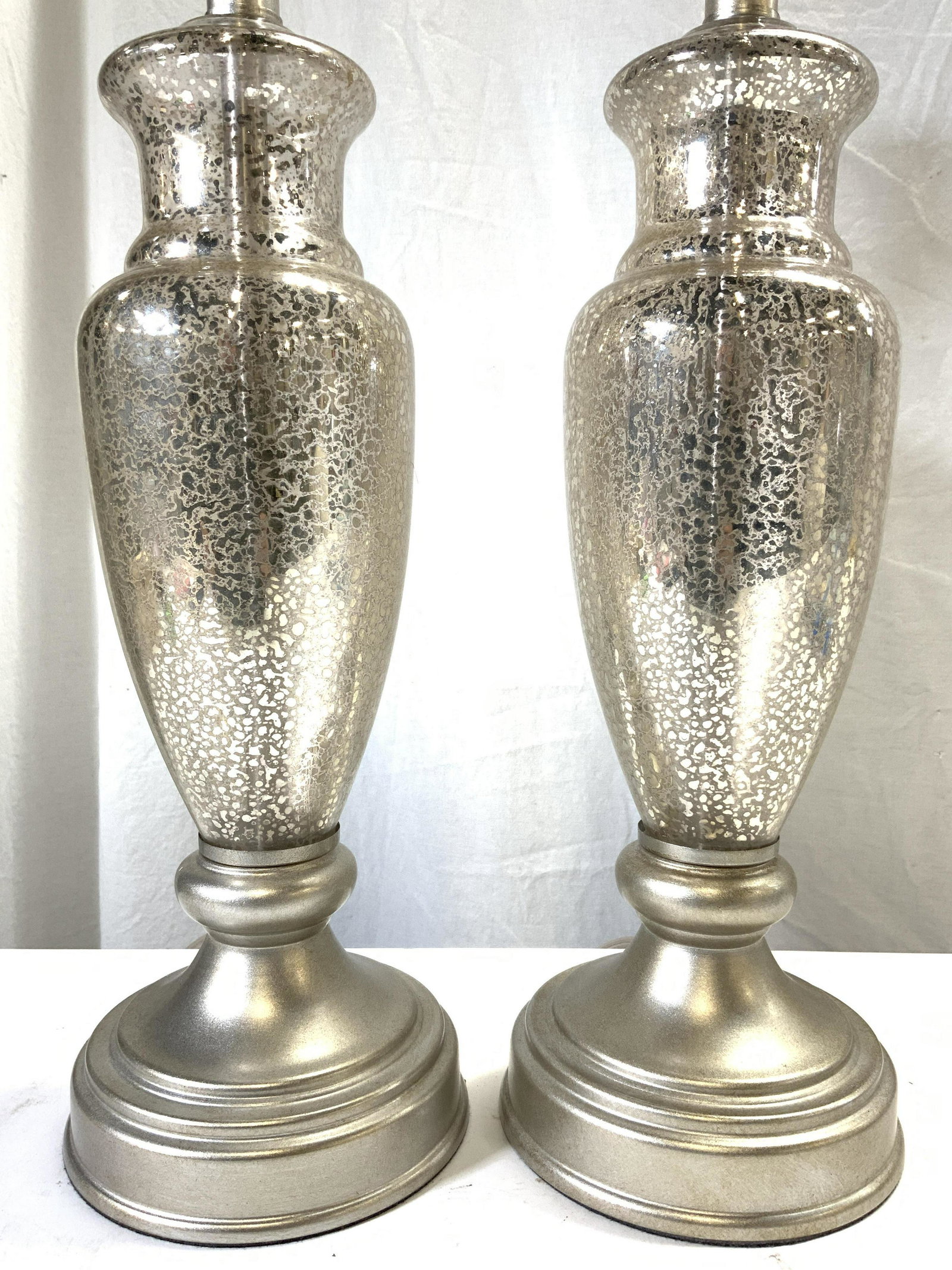 Pair Speckled Mirrored Glass Table Lamps (1 of 8)