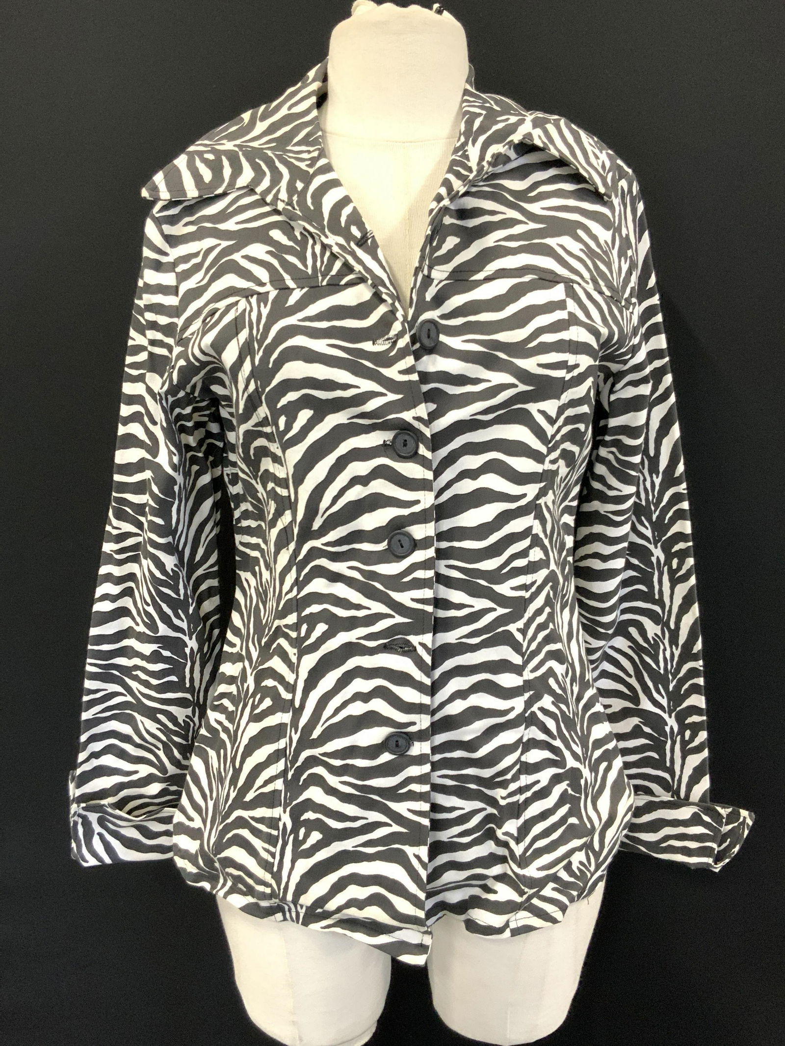 Liquid Liquid Zebra Print Button Down Blazer, M (1 of 9)