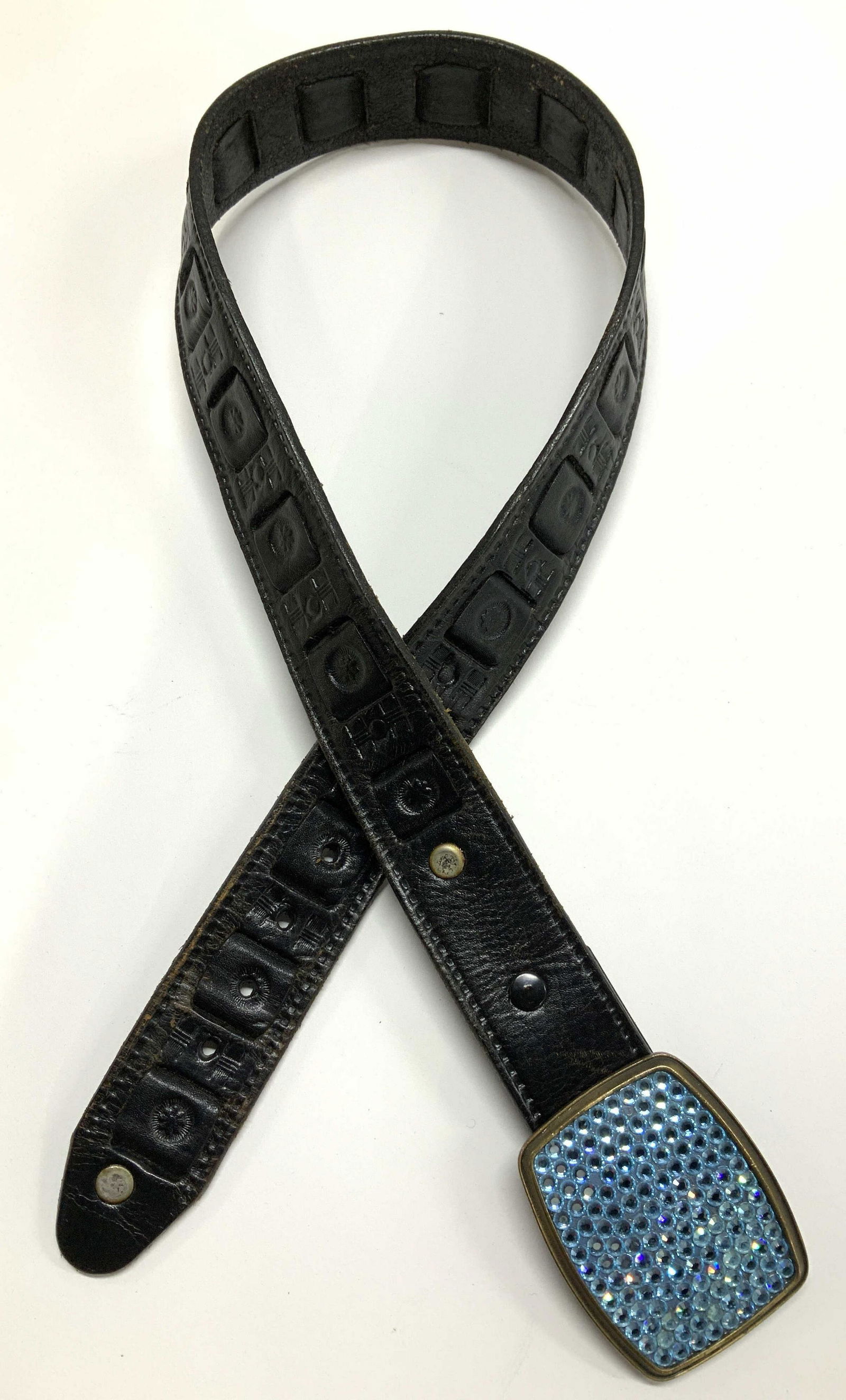 Tres Flores Rhinestone Buckle Leather Belt (1 of 7)