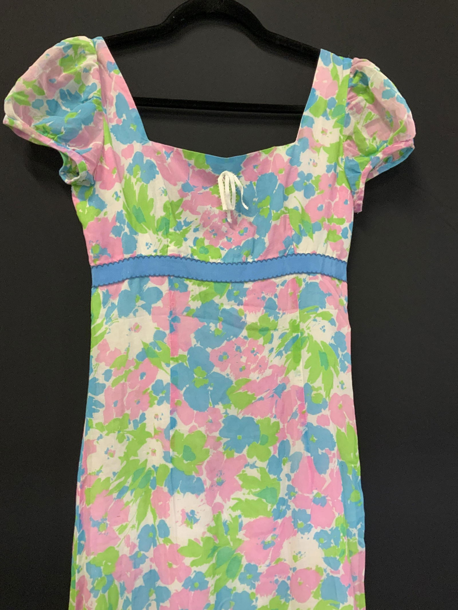 Handmade Long Floral Cotton Dress, c 1960s (1 of 7)