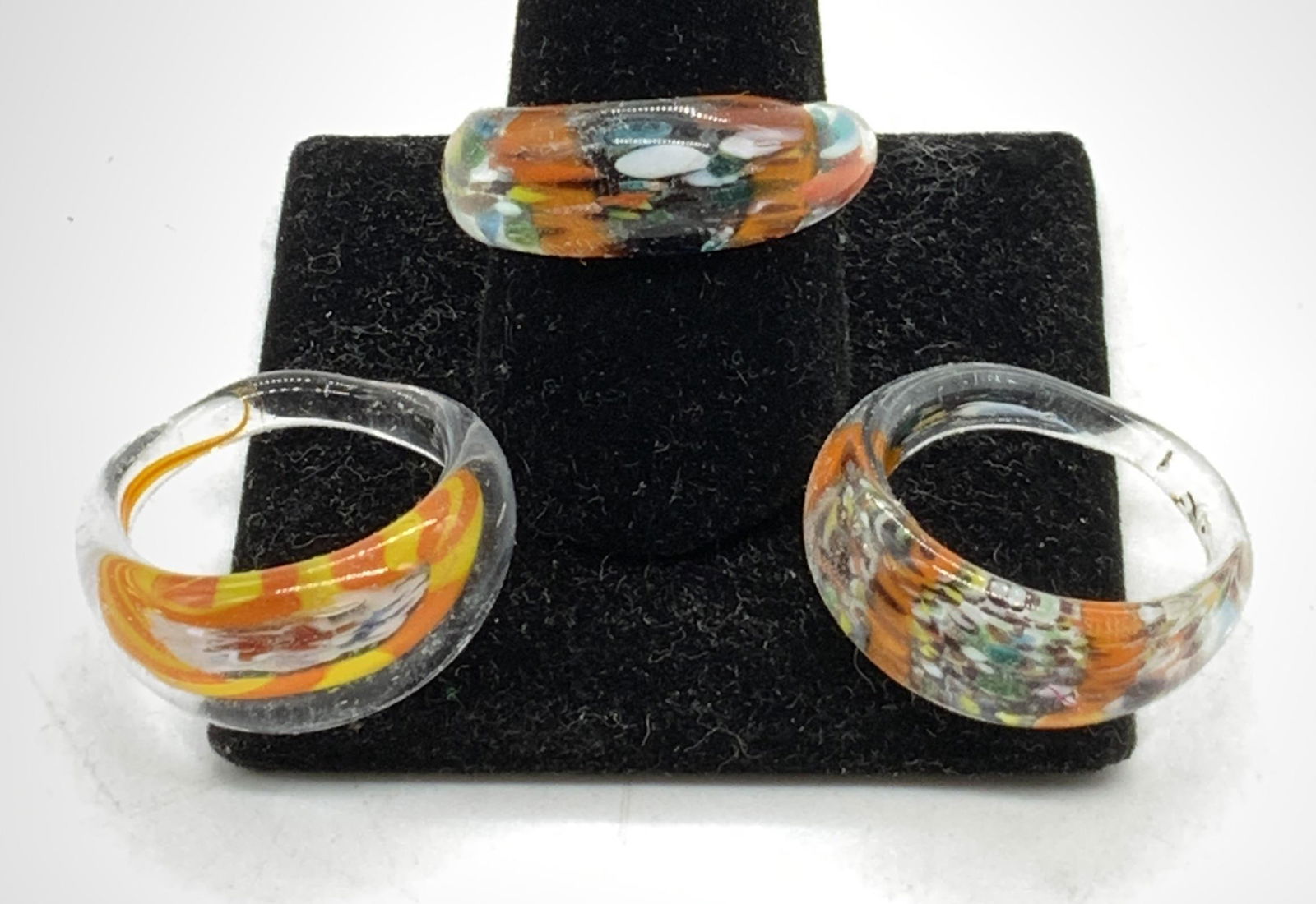 Set 3 Orange Multi Color Lucite Rings (1 of 7)