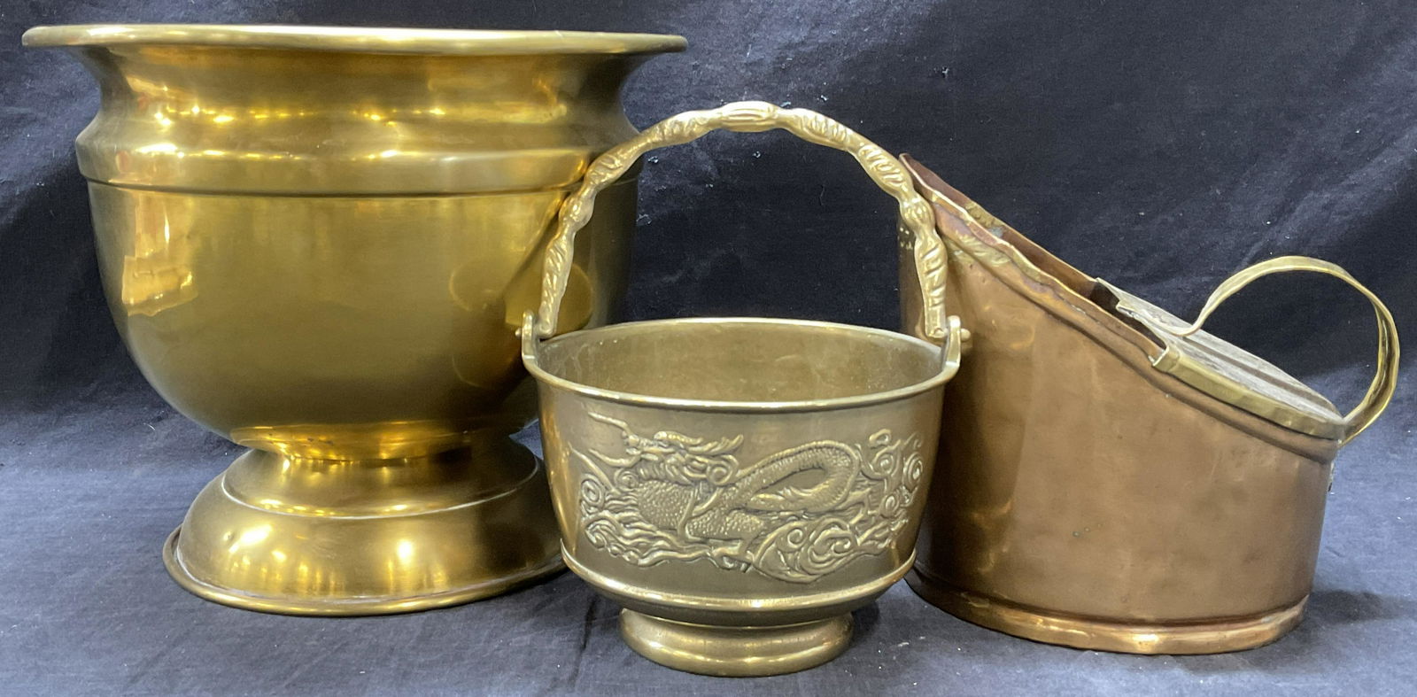 Lot 3 Brass / Copper Ware Vessels, W Handles (1 of 7)