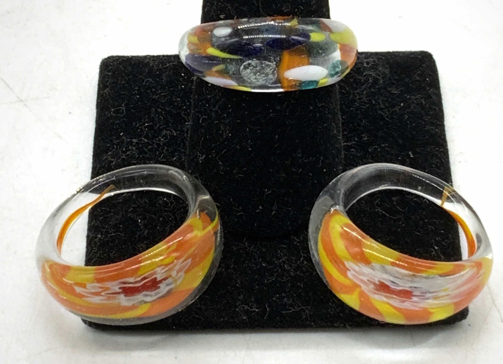 Set 3 Orange Multi Color Lucite Rings (1 of 7)