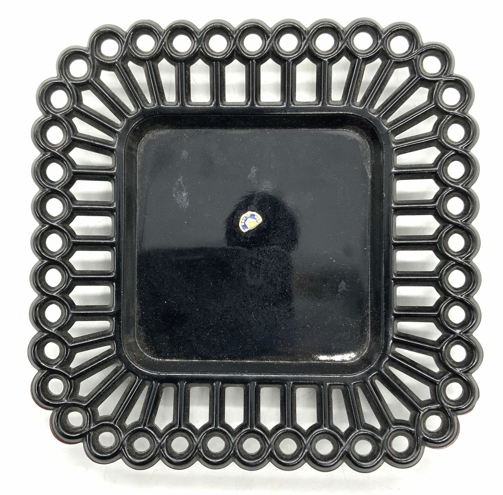 WESTMORELAND Black Art Glass Square Dish (1 of 6)