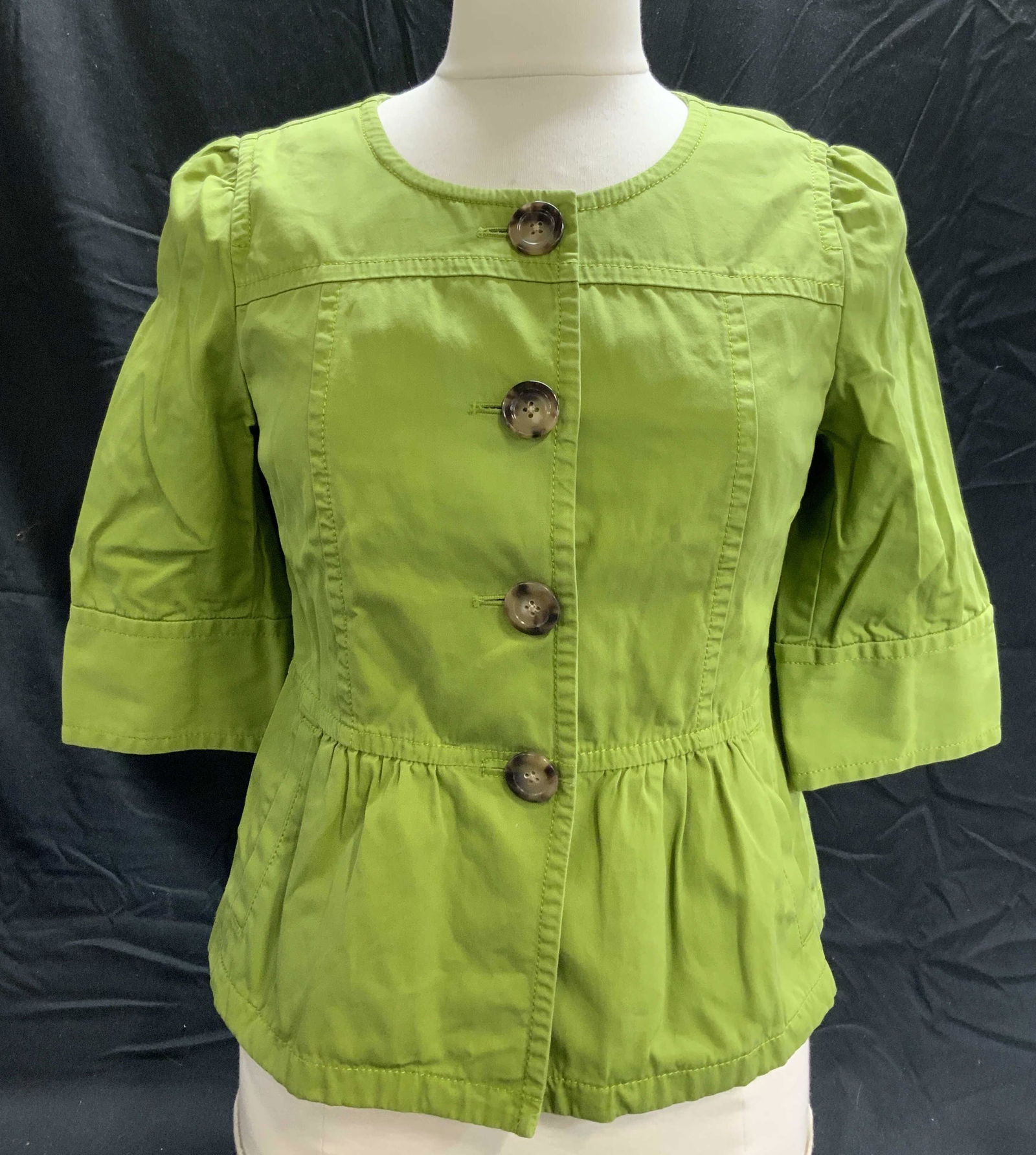ANN TAYLOR Green Short Sleeve Jacket (1 of 6)