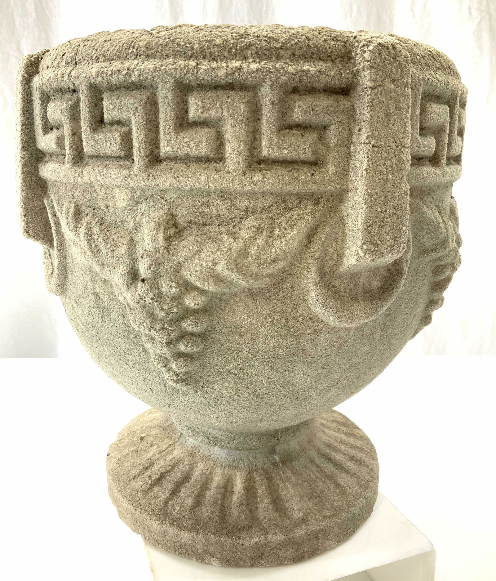 Neoclassical Footed Cement Garden Planter (1 of 6)