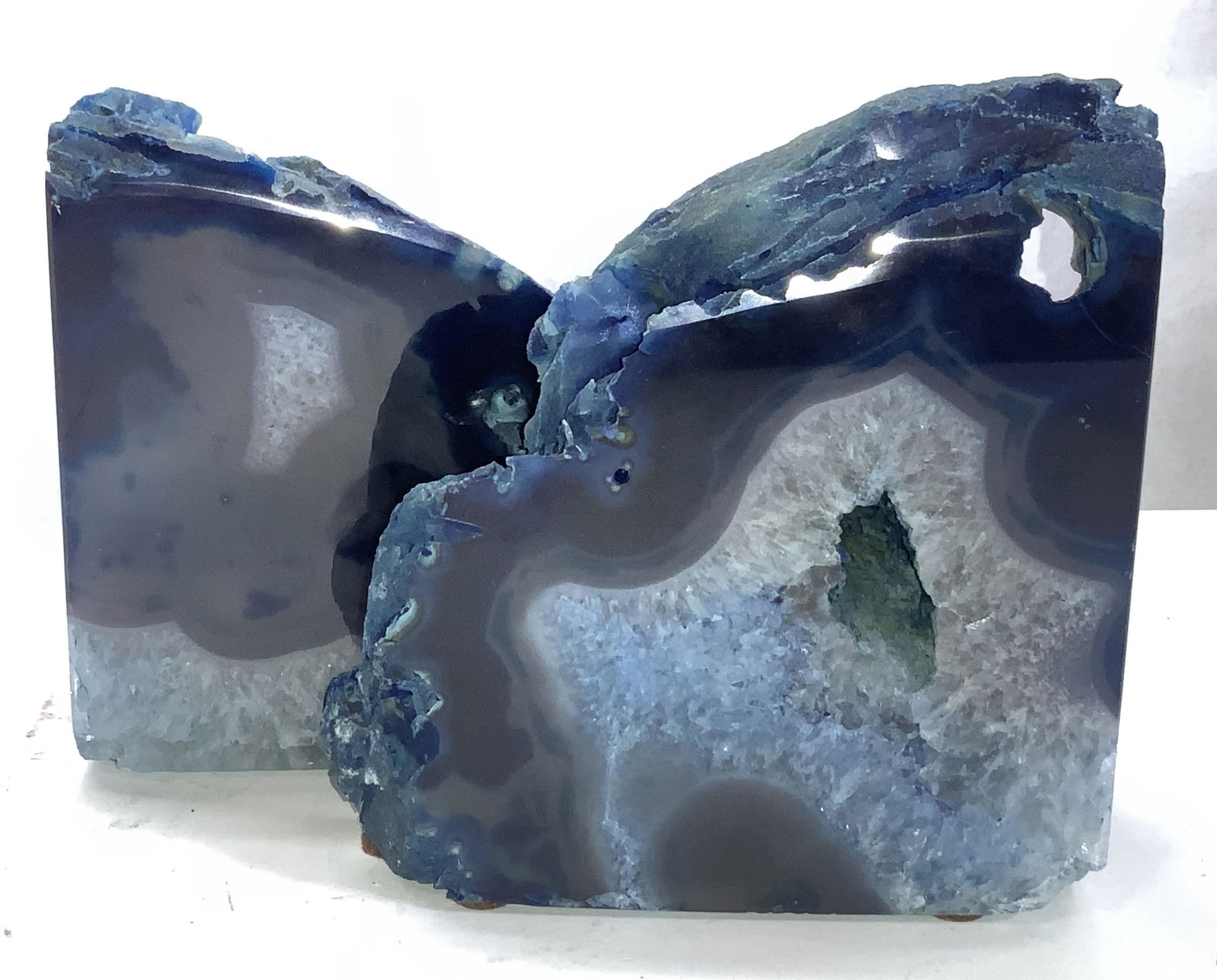 Pair Agate Crystal Geode Book Ends , Brazil (1 of 8)