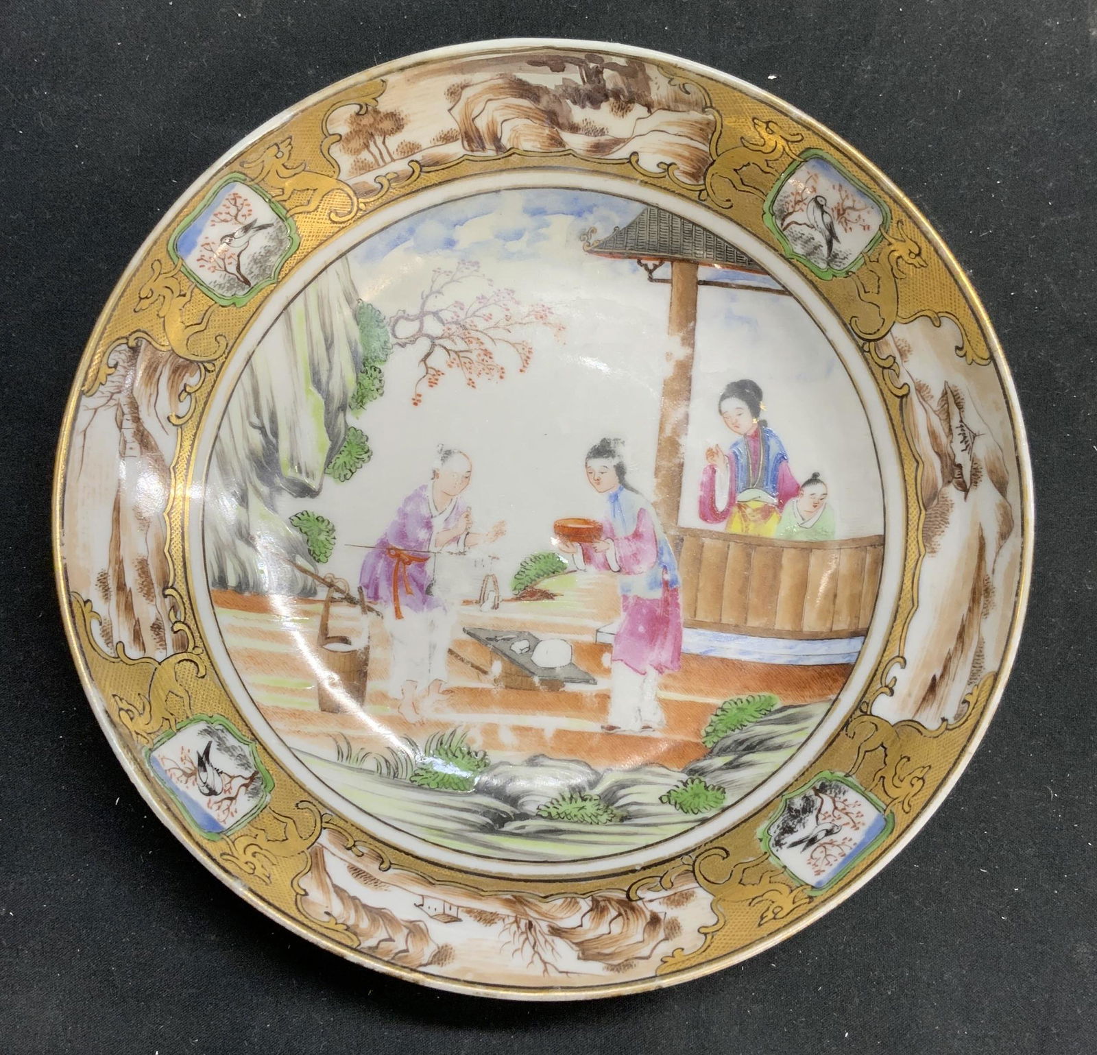 Asian Ceramic Display Bowl w Figural Motif (1 of 6)