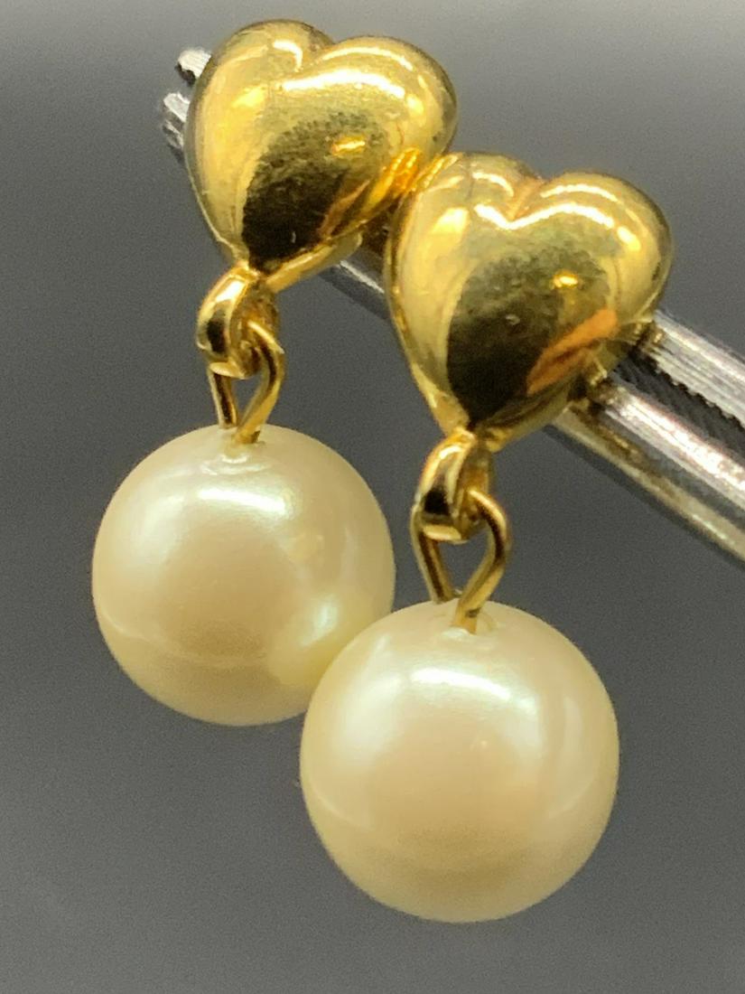 Pearlescent Heart Motif Dangle Drop Earrings (1 of 5)