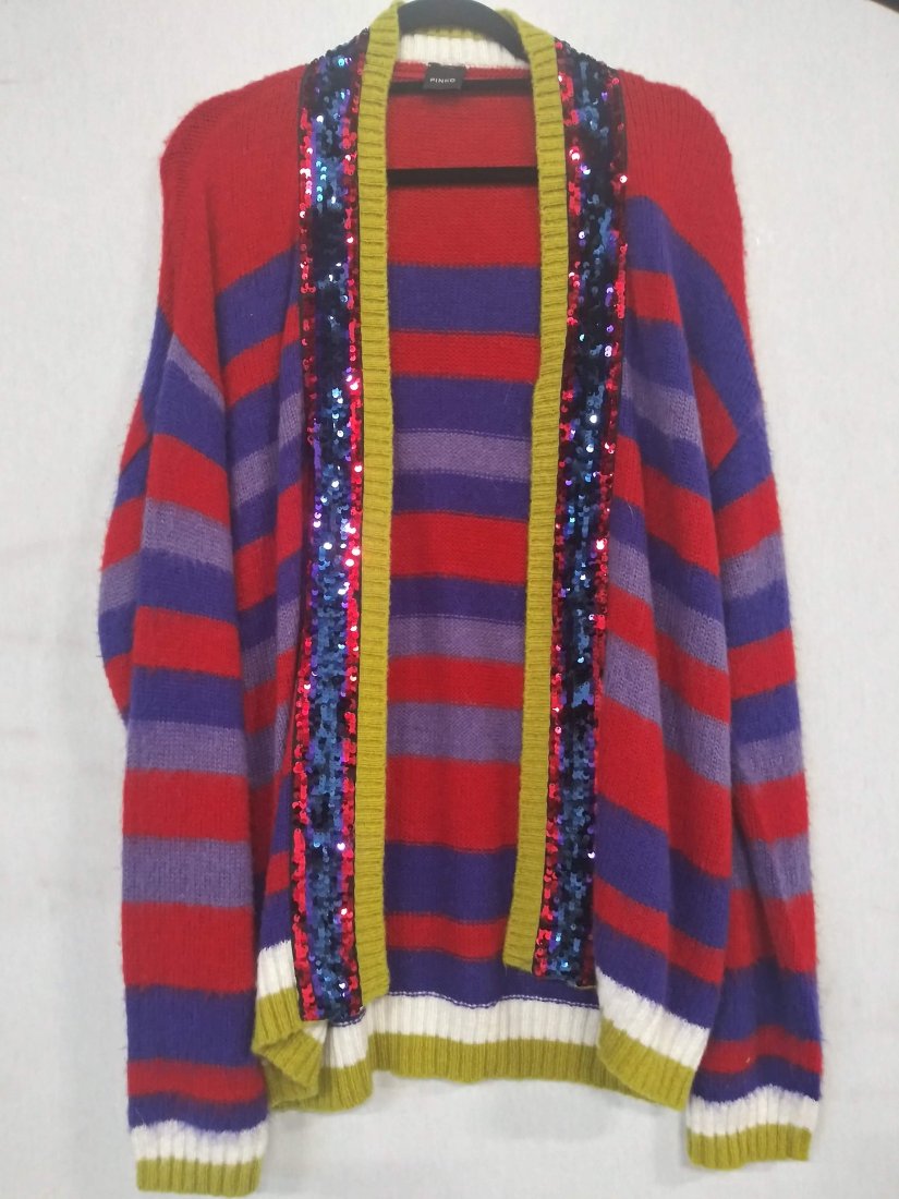 PINKO Multi Striped Sequined Open Cardigan (1 of 5)