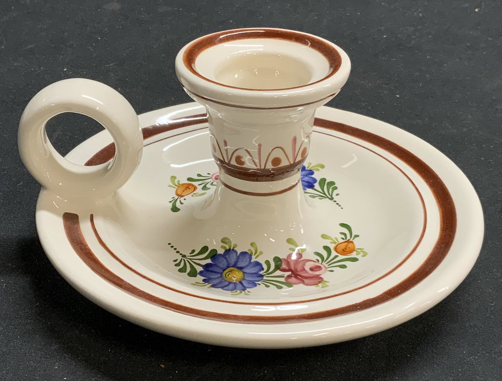 Vintage Floral Pottery Chamber Stick (1 of 7)