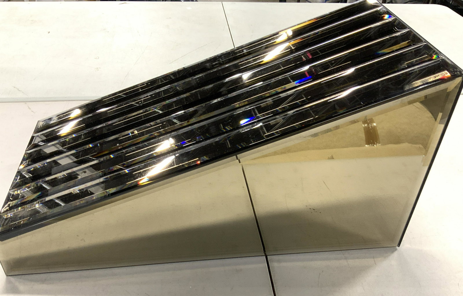 Art Deco Faceted Beveled Mirror Wall Shelf (1 of 11)