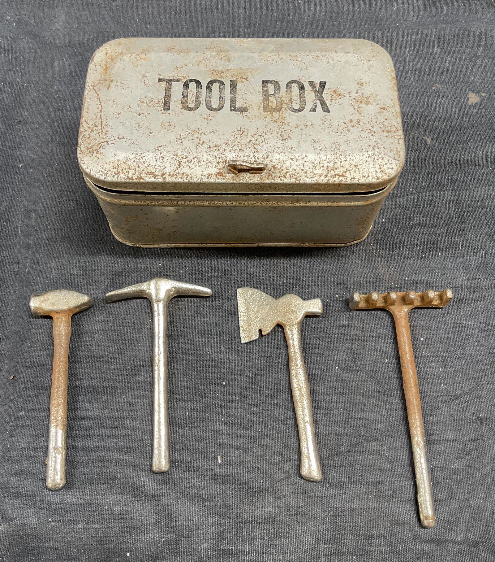 Miniature Tin Tool Box W Antique Tools (1 of 4)