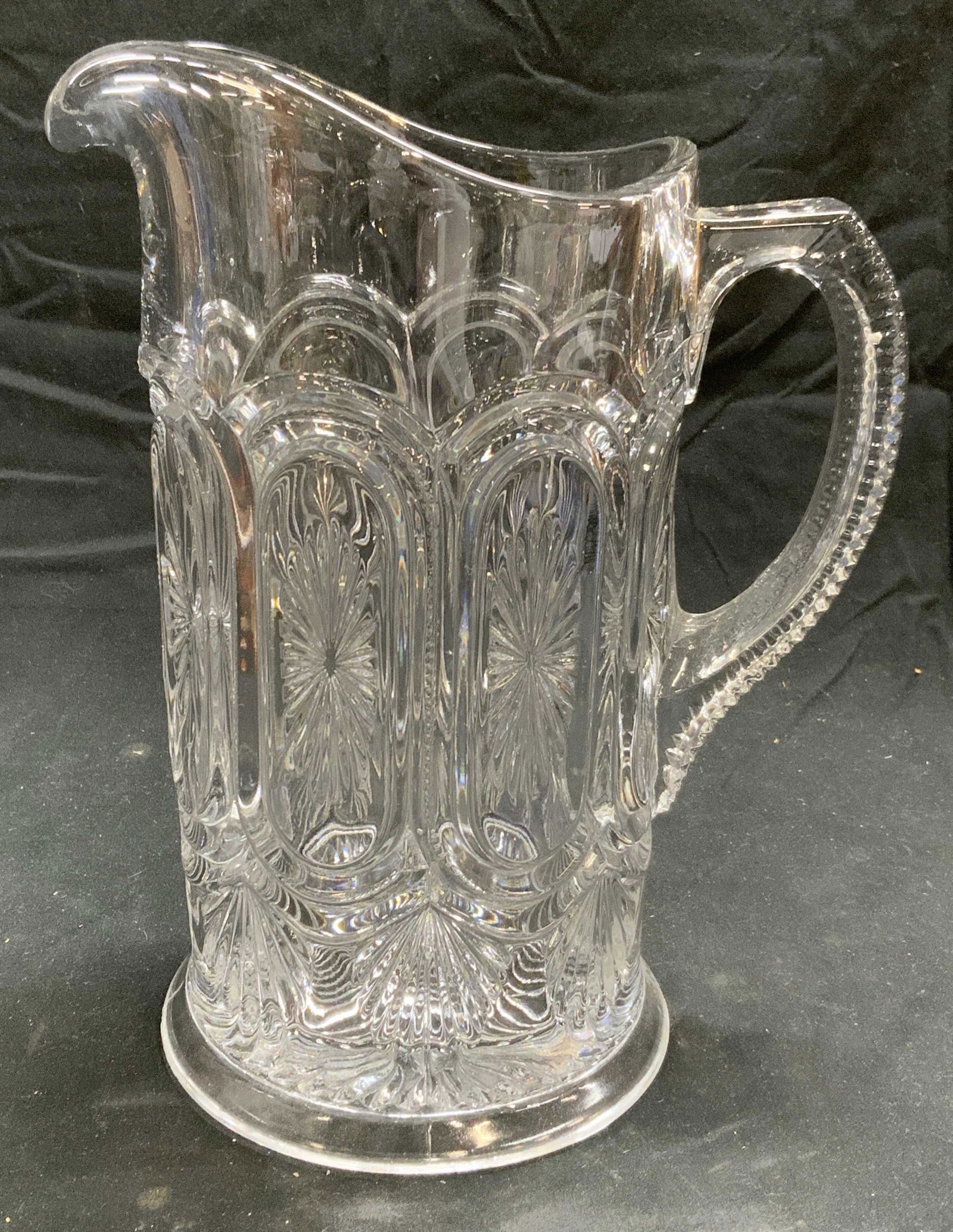 Heavy Cut Glass Starburst Ewer Pitcher (1 of 6)