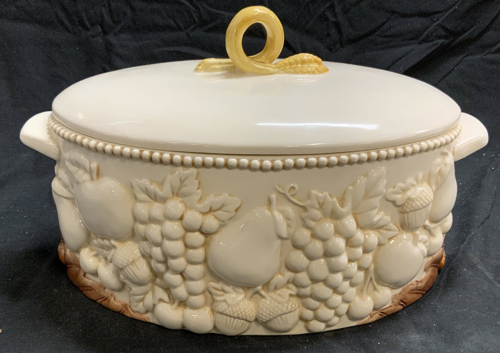 Lidded Ceramic Tureen with Fruit & Acorn Motif (1 of 6)