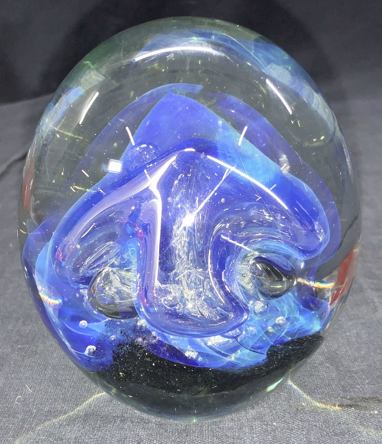 EICKHOLT Signed Iridescent Glass Paperweight (1 of 8)