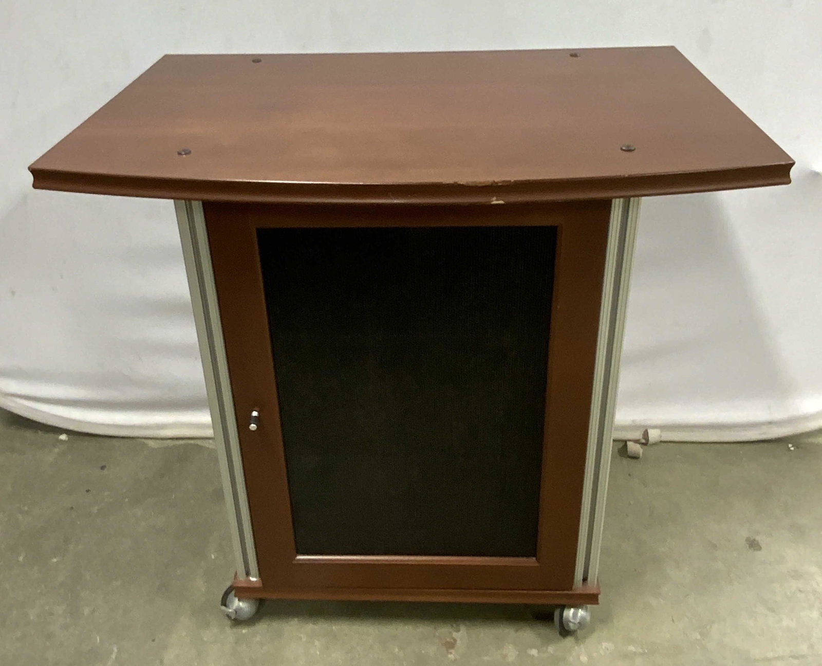 Wheeled Wooden Console Table W Cabinet on Wheels (1 of 12)