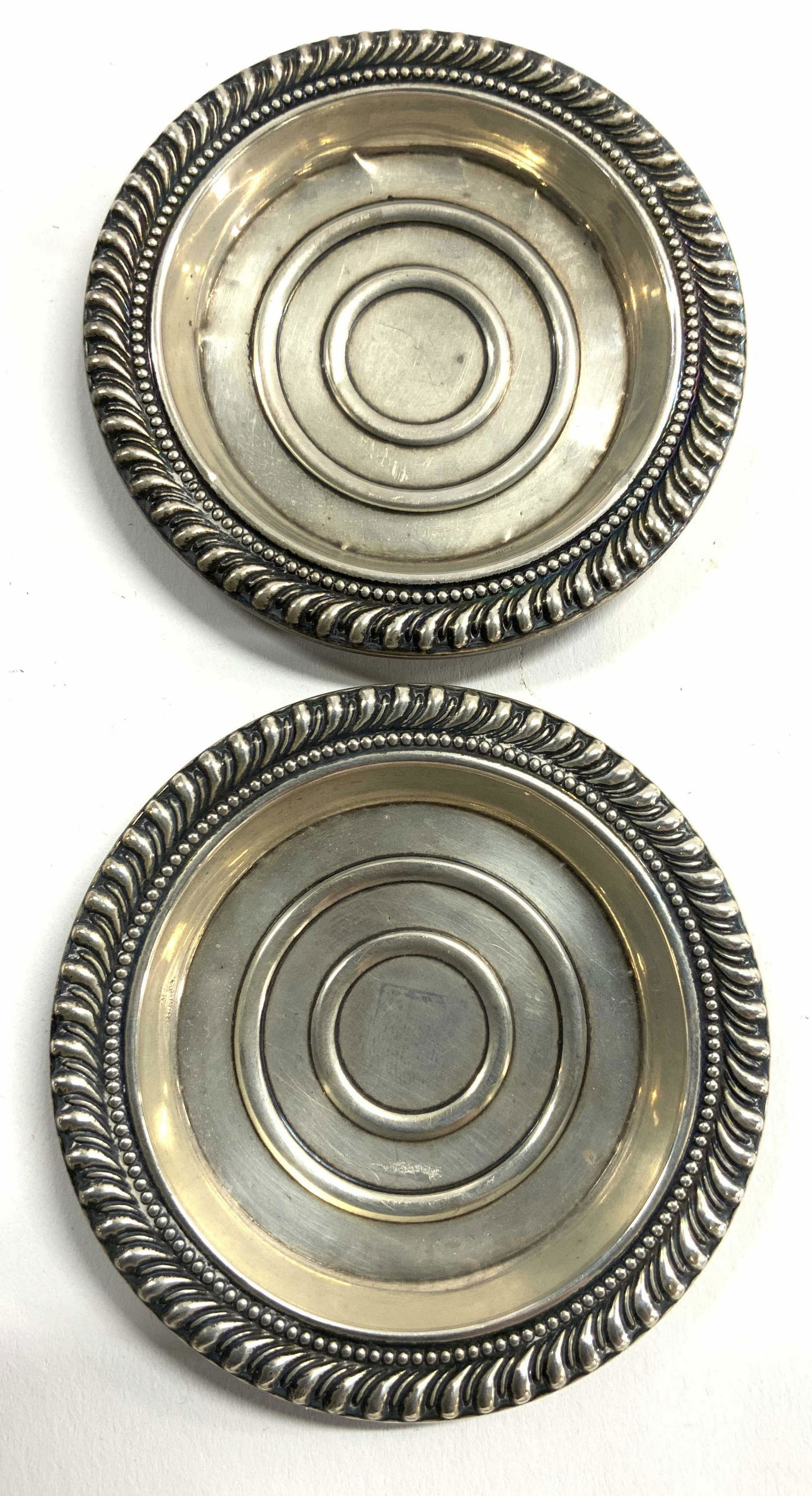 STERLING SILVER ARROWSMITH Pair Coasters (1 of 6)